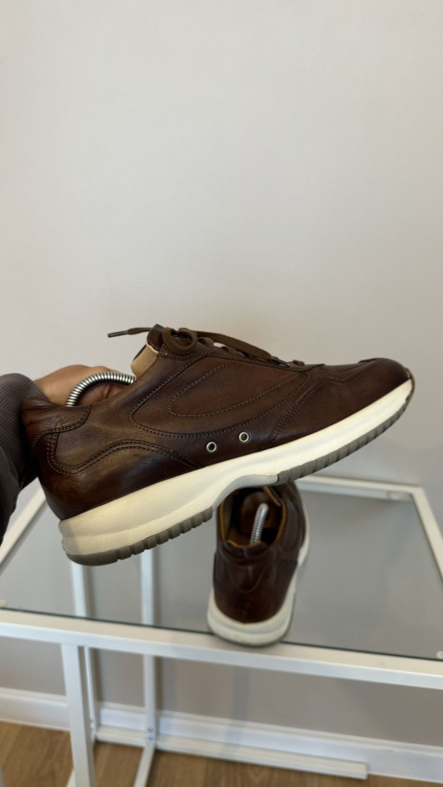 Santoni Santoni Brown leather sneakers lace up made in Italy rare Size US 9.5 / EU 42-43 - 6 Thumbnail