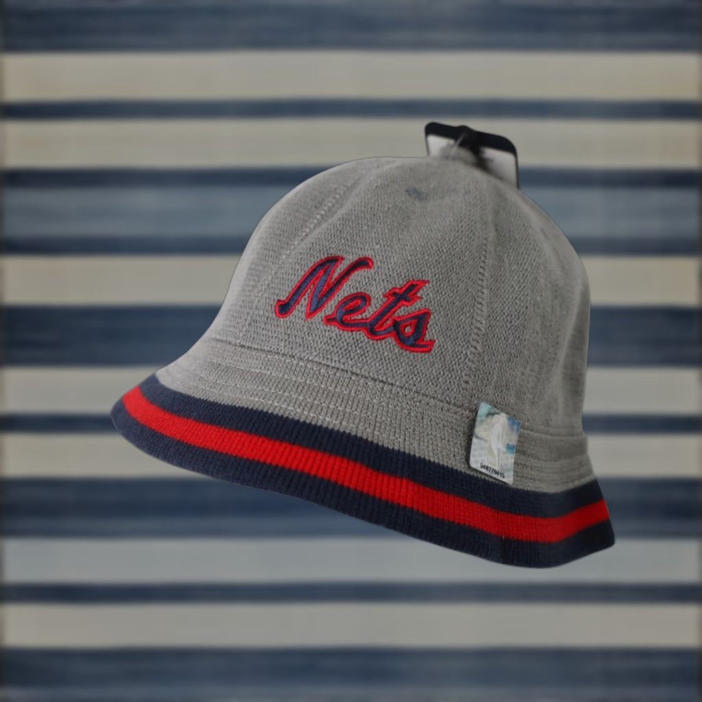 Nike VINTAGE Nike New York Nets Rewind Bucket Hat Gray L Mens Size ONE SIZE - 1 Thumbnail