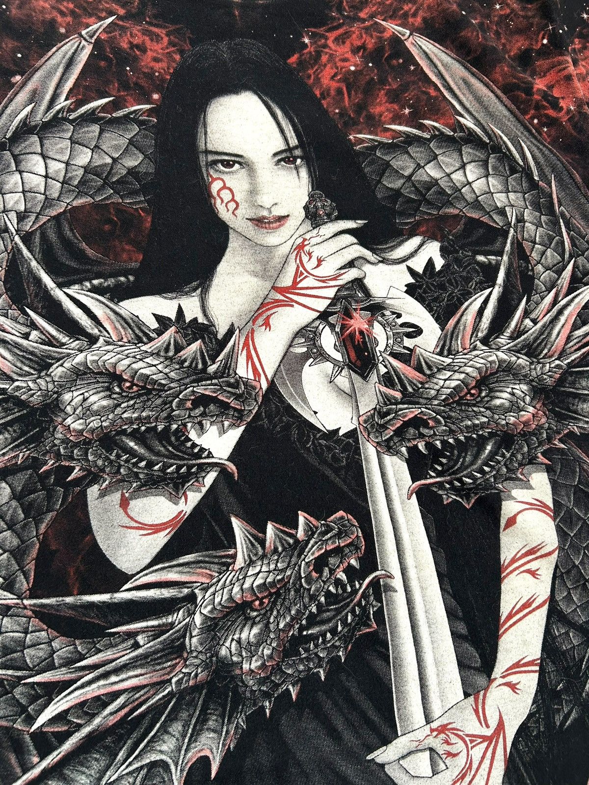 Other Vintage Women Warrior Dragon Y2K Overprint Rare Tee Shirt Size US M / EU 48-50 / 2 - 5 Thumbnail