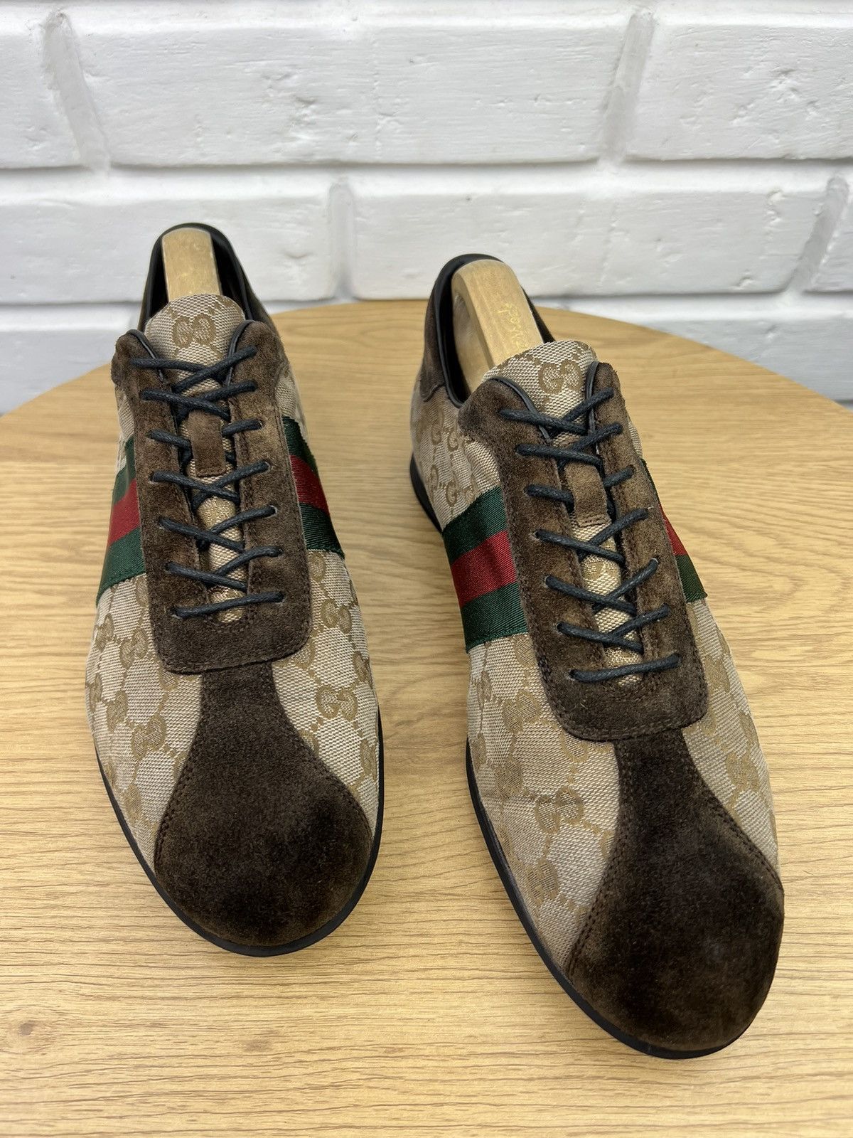 Gucci GUCCI Sneakers Low Top Shoes GG Monogram Web Stripe Beige Size US 9.5 / EU 42-43 - 3 Thumbnail