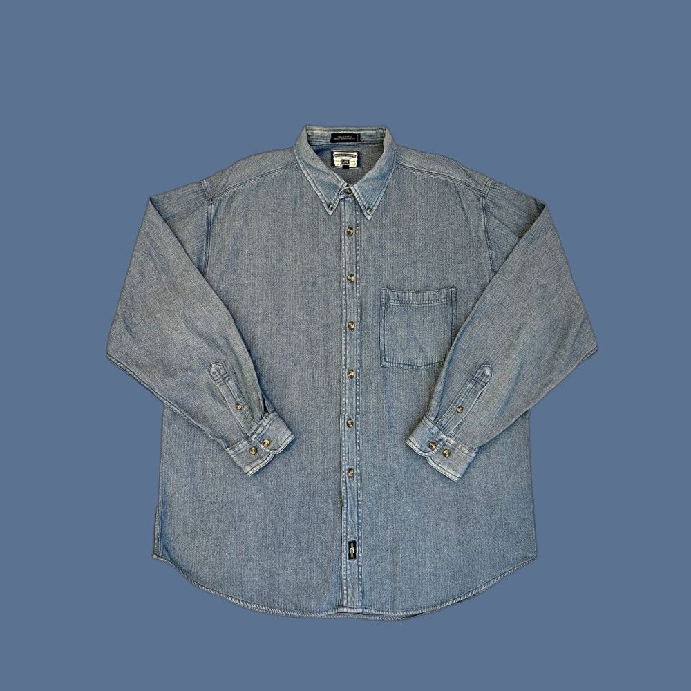 Lee Lee Shirt Mens XL Long Sleeve Pocket Chambray Button-Down Herringbone Blue Size US XL / EU 56 / 4 - 1 Thumbnail