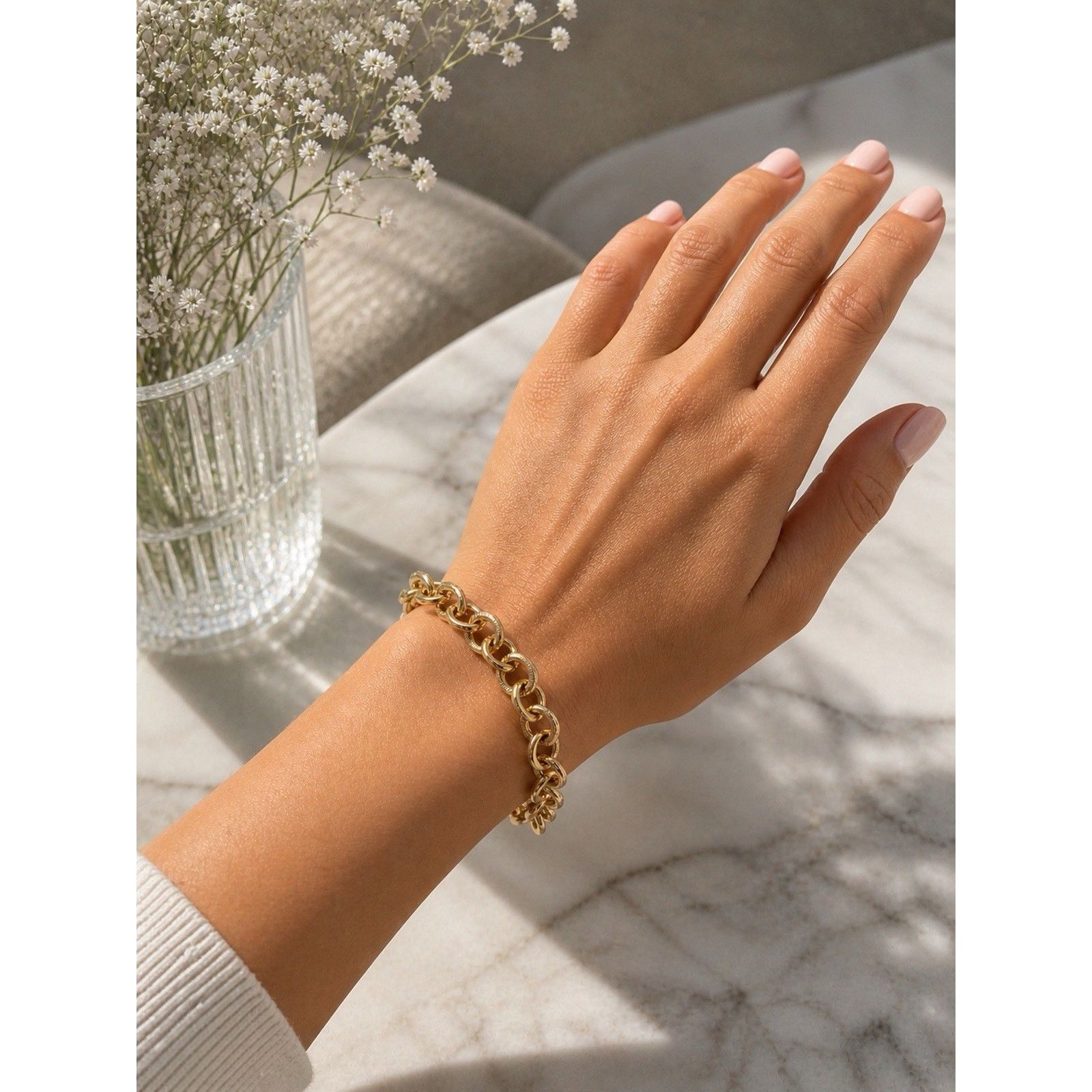 & Other Stories Chunky Gold Plated Bracelet for Women – Thick Chain Bracelet Size ONE SIZE - 1 Thumbnail