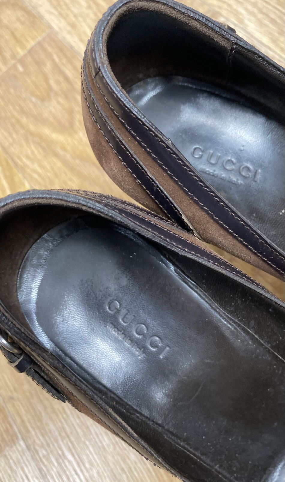 Gucci GUCCI Brown Suede And Leather Trim Buckle Details Pumps Size US 9 / IT 39 - 3 Thumbnail