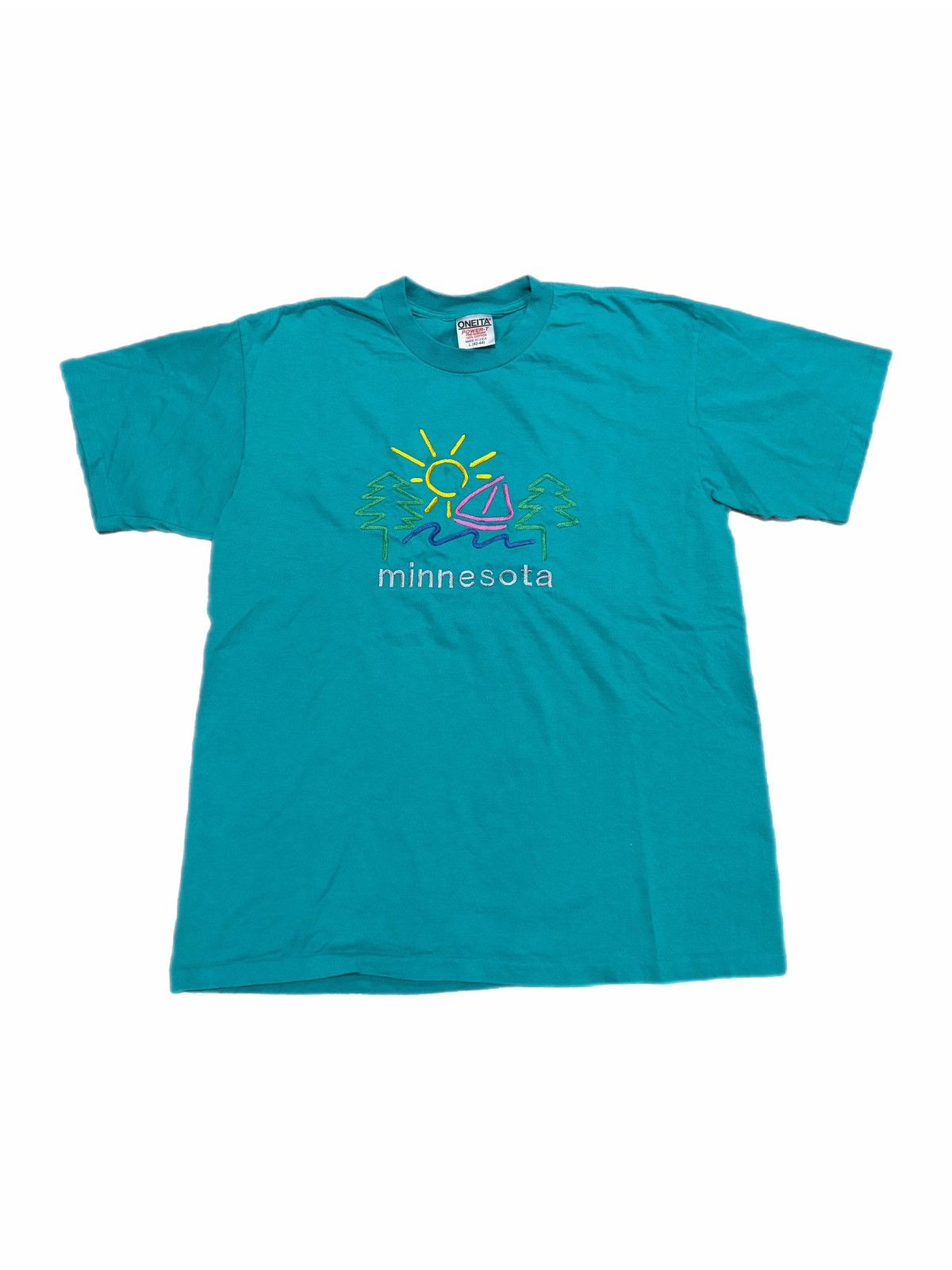 Vintage Vintage 90s Oneita Minnesota Embroidered Graphic T-Shirt Size US L / EU 52-54 / 3 - 1 Thumbnail