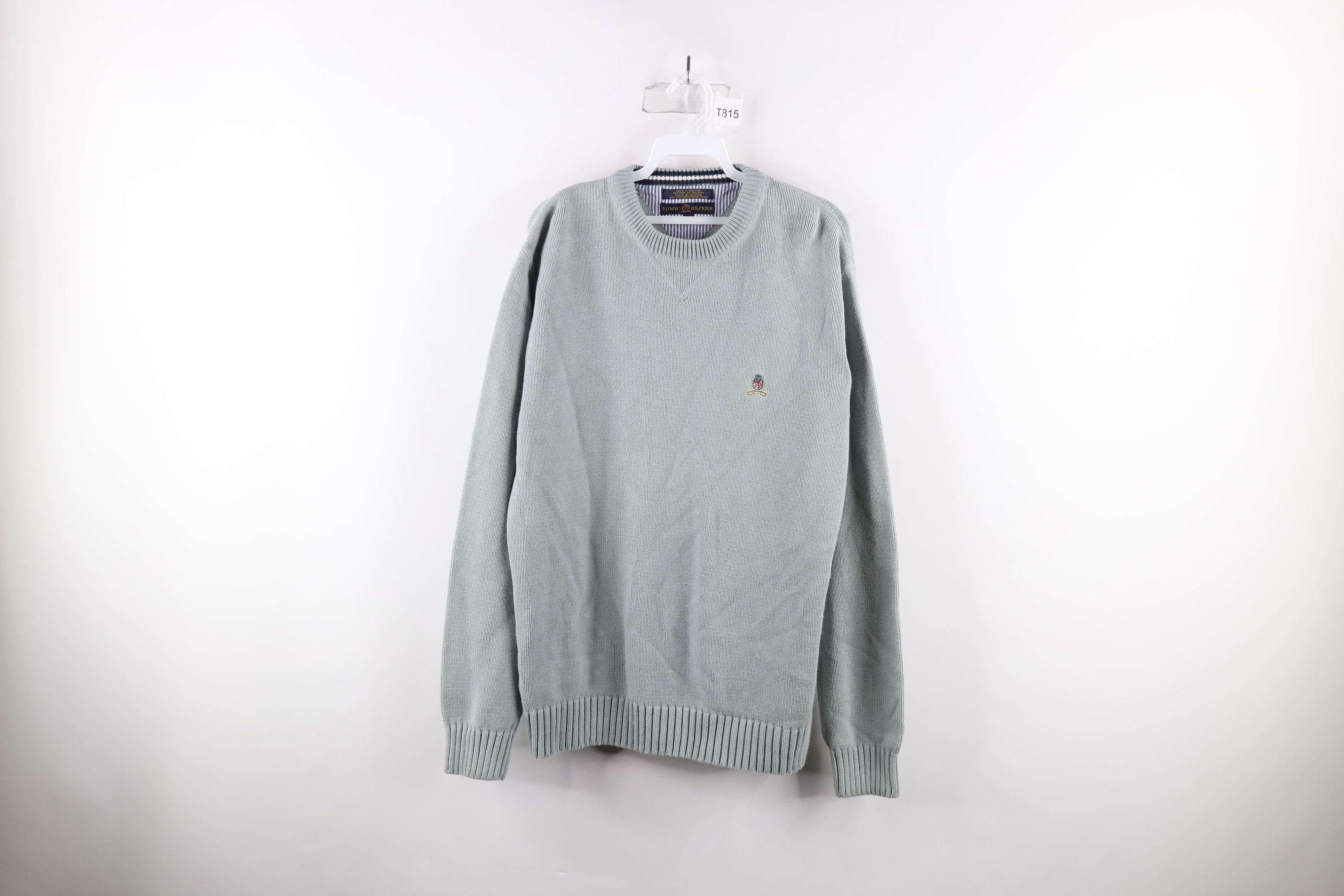Vintage 90s Tommy Hilfiger Cotton Knit Sweater Light Green