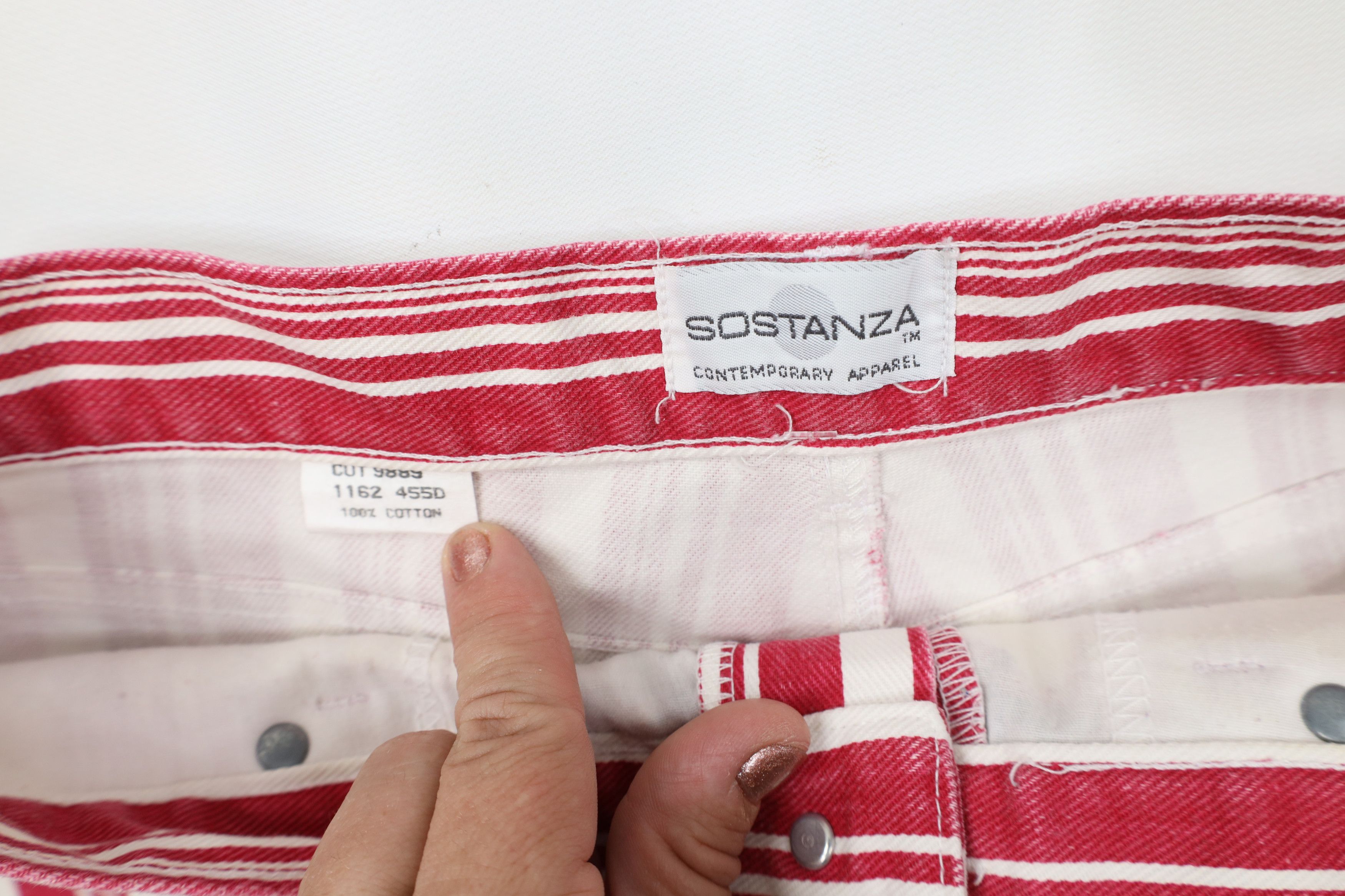 Vintage Vintage 90s Streetwear Candy Cane Striped Denim Jean Shorts Size 34" / US 12 / IT 48 - 6 Thumbnail