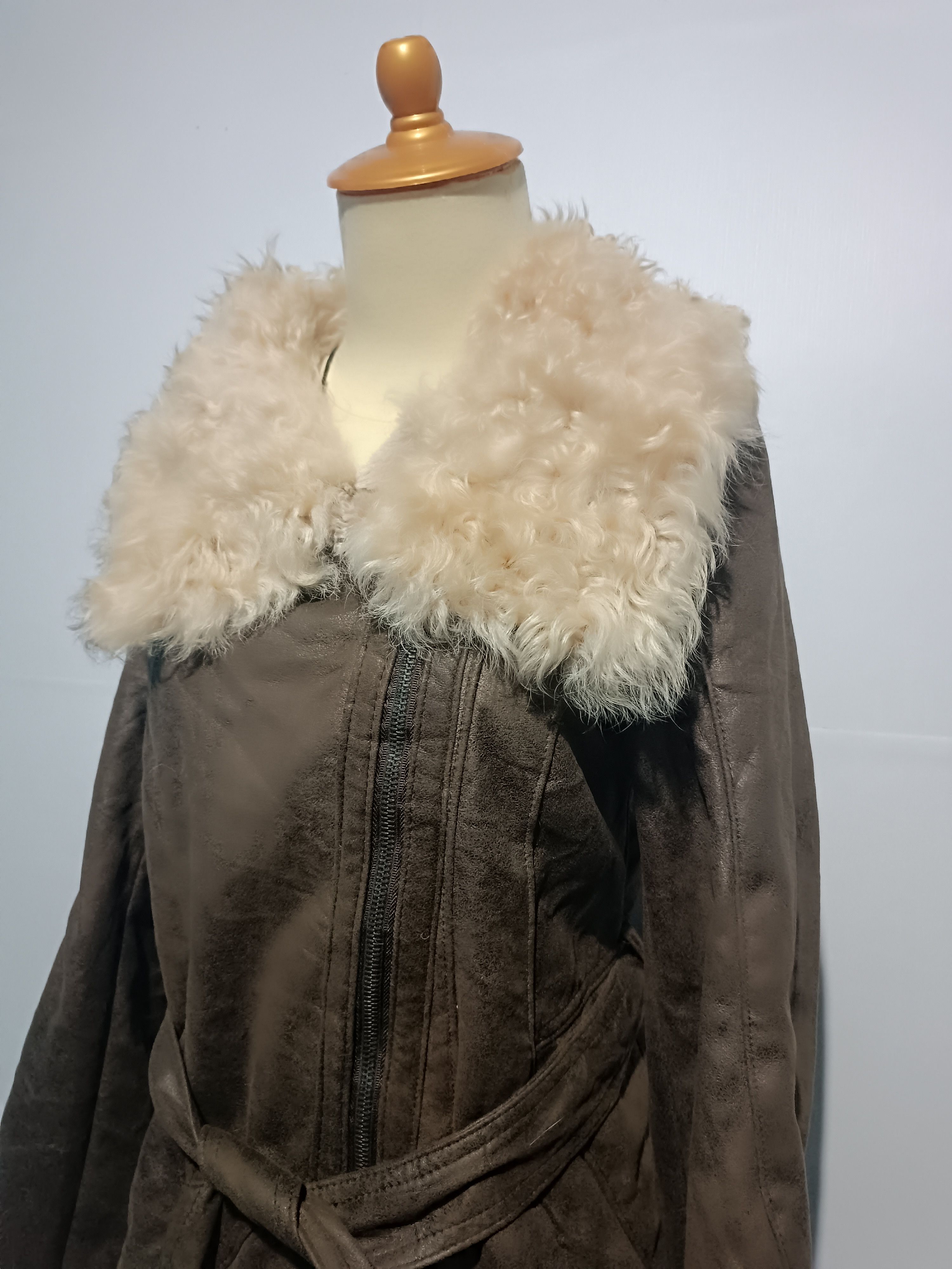 Japanese Brand Boko Collection Asymmetrical Faux Fur Jacket Brown Size S / US 4 / IT 40 - 2 Thumbnail