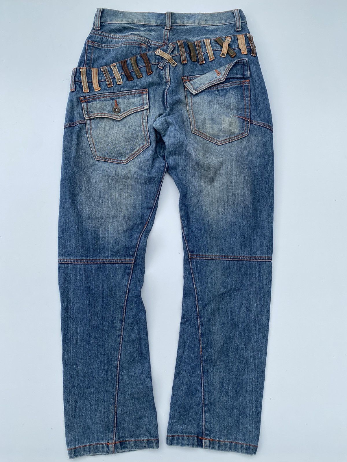 Japanese Brand × Vintage ✅️Vtg Denim Double Waist Rare Design Size US 31 - 1 Thumbnail