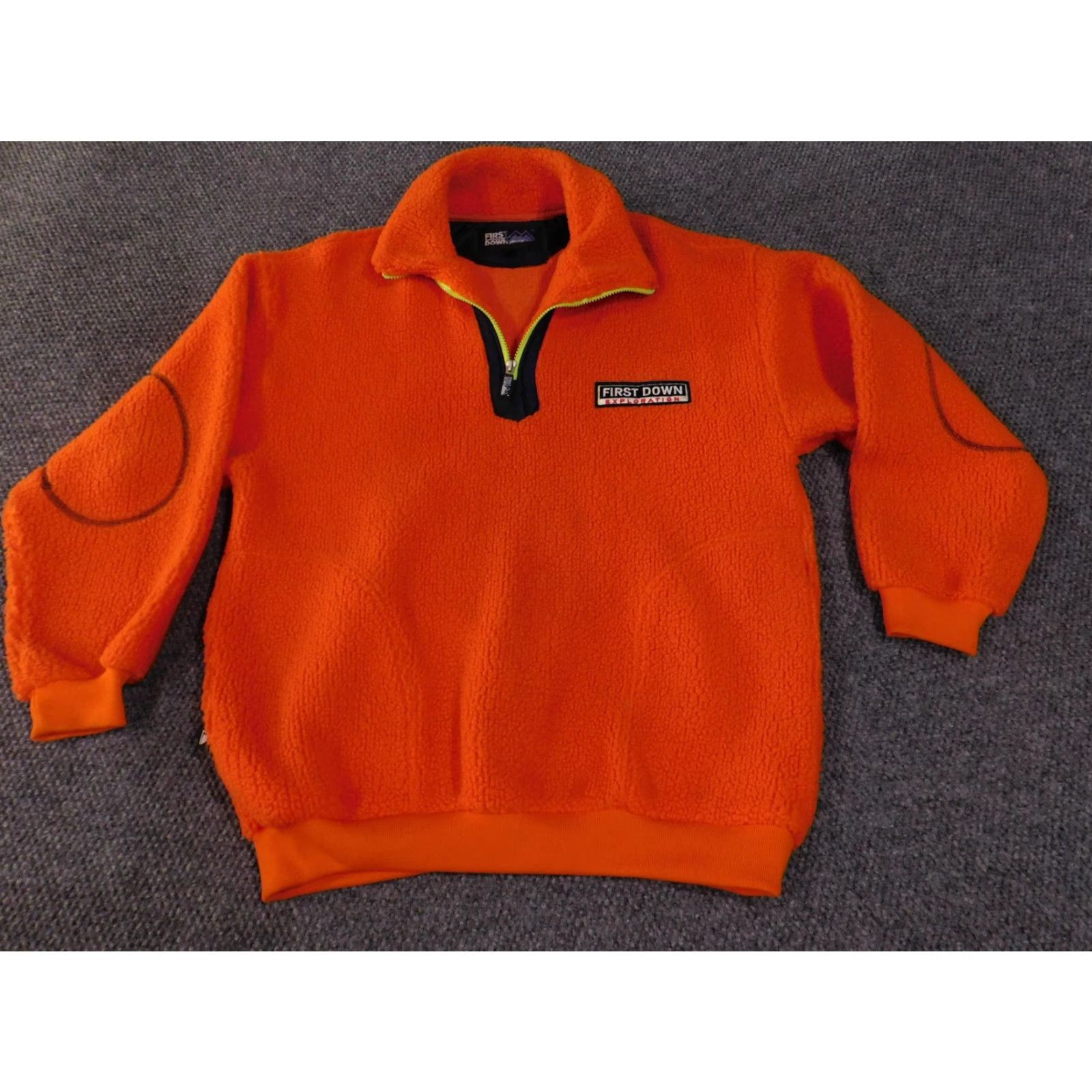 Vintage VINTAGE First Down Pullover Mens Large Orange Fleece Sherpa Sweater Outdoor Warm Retro Size US L / EU 52-54 / 3 - 2 Thumbnail