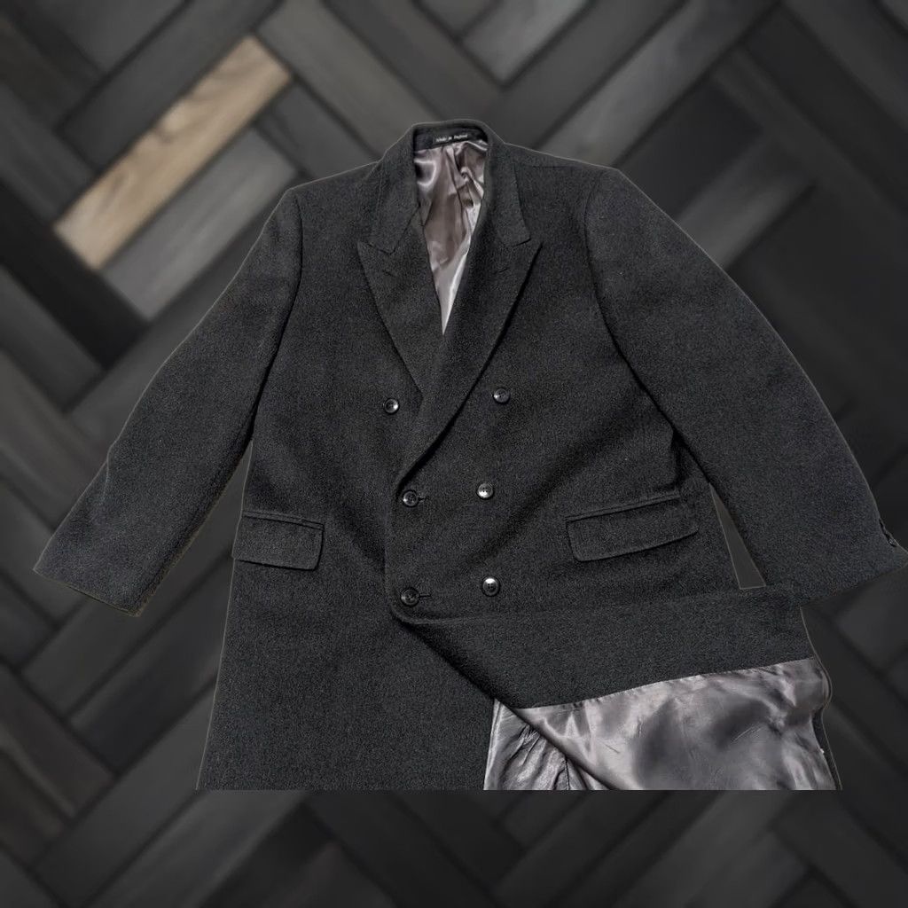 Vintage VINTAGE England overcoat 2XL black wool blend cashmere double breasted coat Mens Size US XXL / EU 58 / 5 - 1 Thumbnail