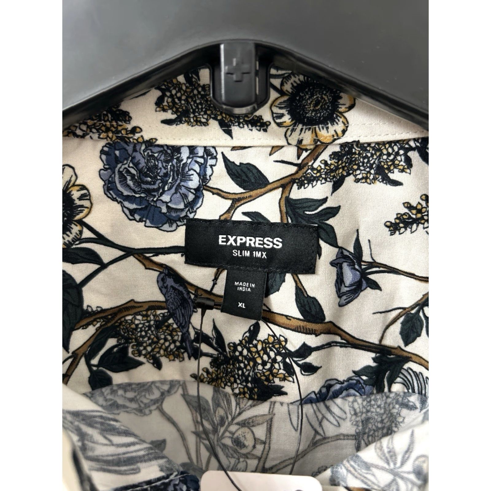 Express Express Shirt Mens XL White Slim Fit Floral Botanical Bird Print Button Down L/S Shirt Size US XL / EU 56 / 4 - 6 Thumbnail