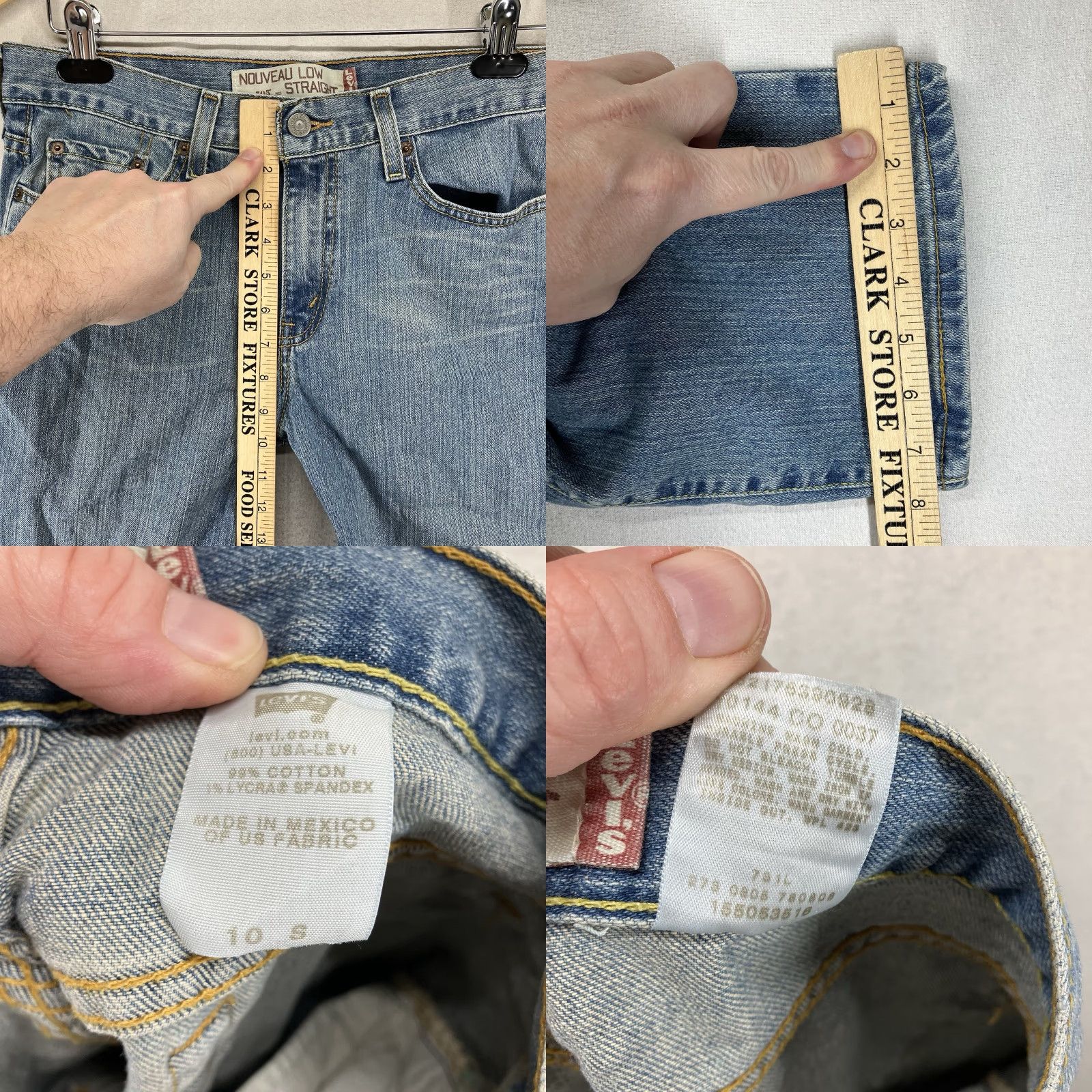 Levi's VINTAGE Levi’s 505 Women Jeans 10 Straight Distressed Slouch 29in Blue 90s Bohemian festival Hippie Retro Regular Fit Mens Womens Girls Boys Size 32" / US 10 / IT 46 - 10 Thumbnail