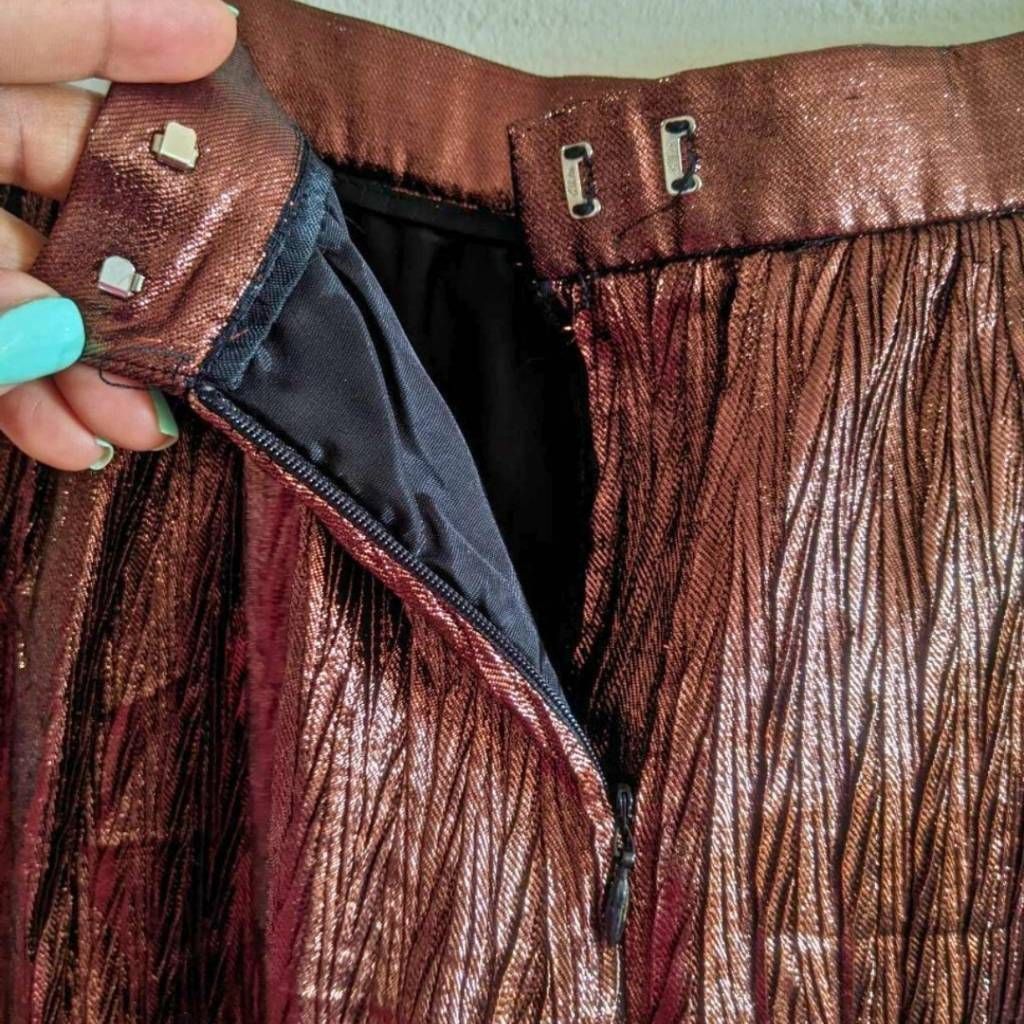 Evan Picone Vintage Evan Picone Brown Metallic Pleated Midi Skirt Size 4 Size 27" / US 4 / IT 40 - 8 Thumbnail