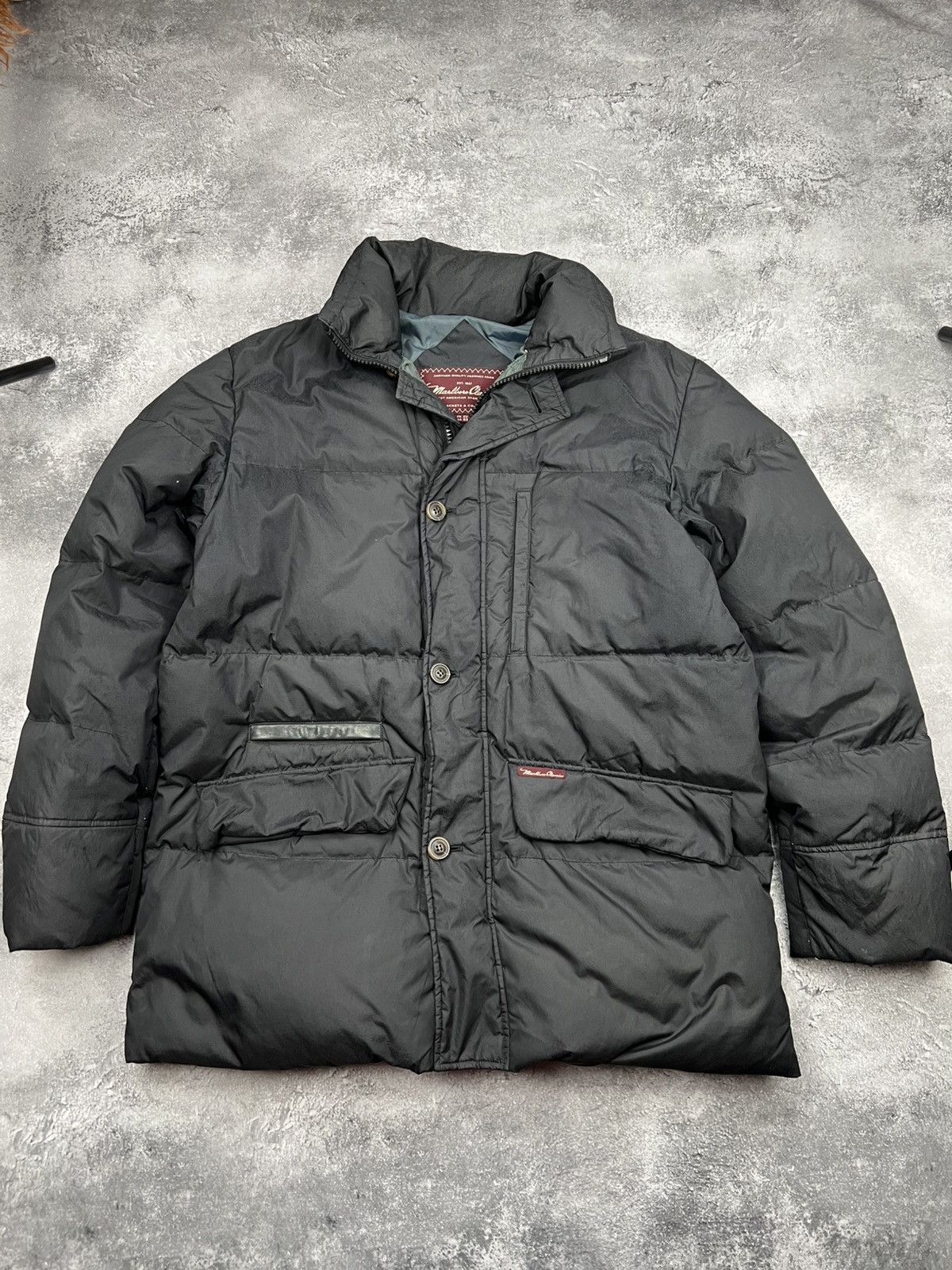 Marlboro Classics Black Puffer Jacket Mens Down Xlarge