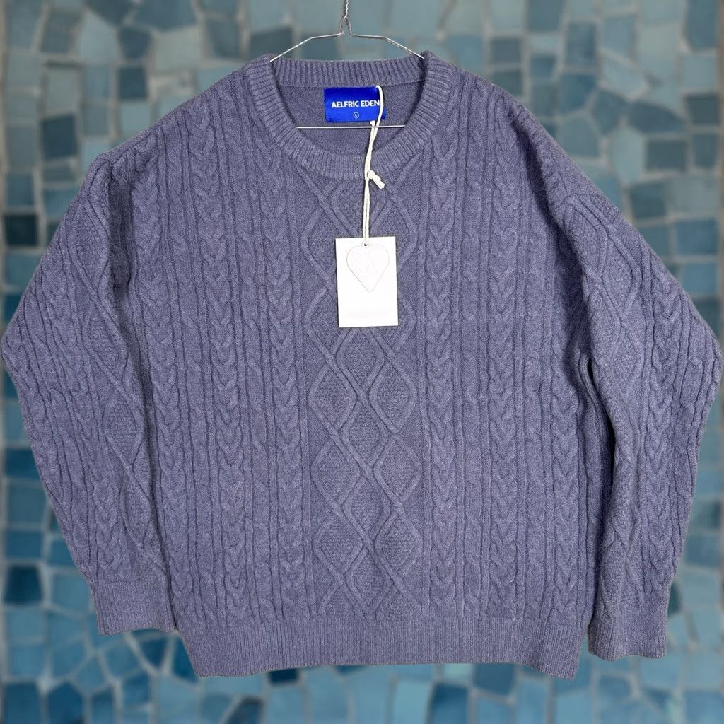 Vintage Aelfric Eden Sweater Mens L Cable-Knit Pullover Fisherman Crew Neck Blue 90s Pullover Shirt or Sweater Size US L / EU 52-54 / 3 - 1 Thumbnail