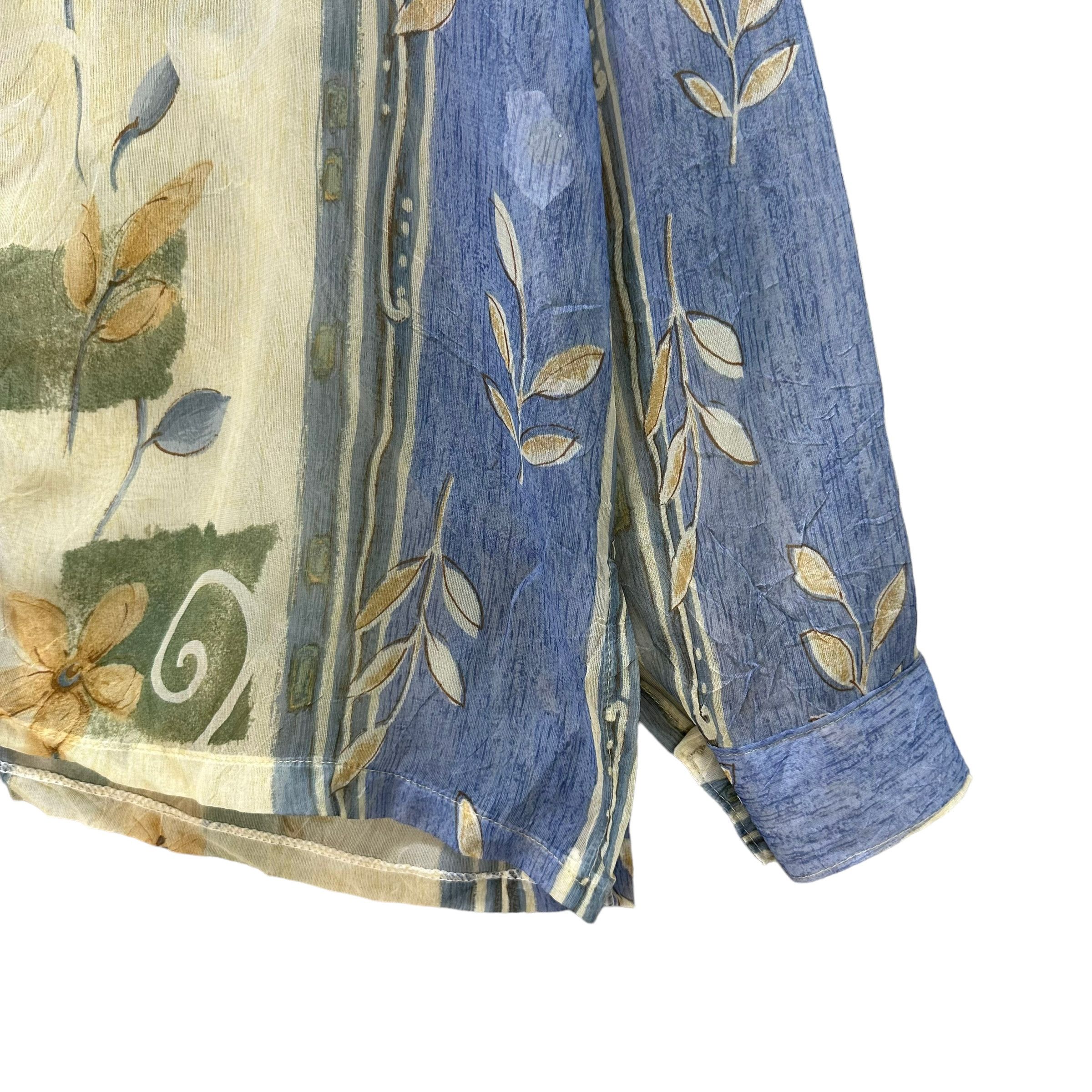 Vintage Flower Graphic Printed Poly Thin Button Shirt #9184-67 Size L / US 10 / IT 46 - 5 Thumbnail