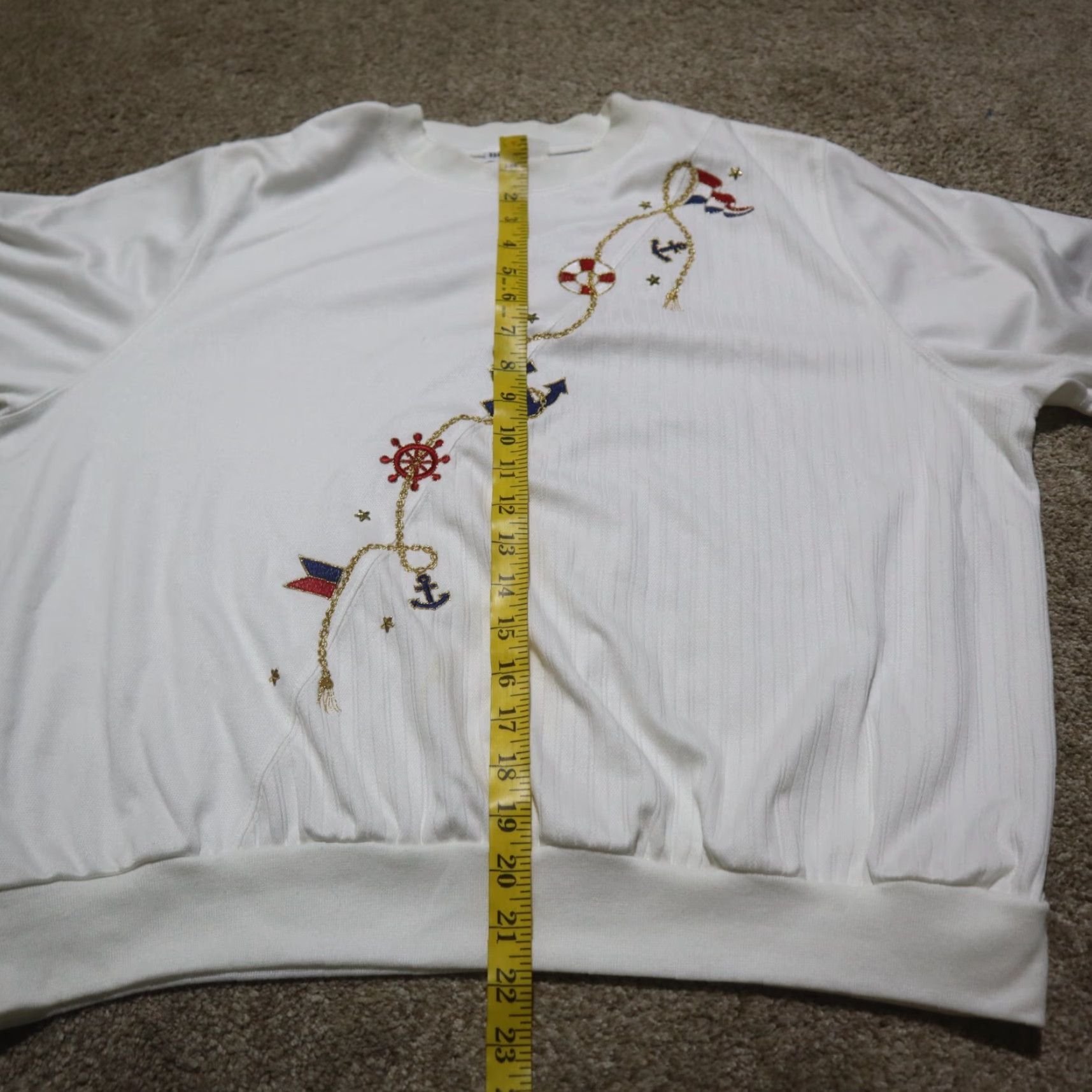 Vintage VINTAGE BonWorth Sweater Shirt White Floral Embroidered Mock Neck Long Sleeve PL Womens Size L / US 10 / IT 46 - 6 Thumbnail