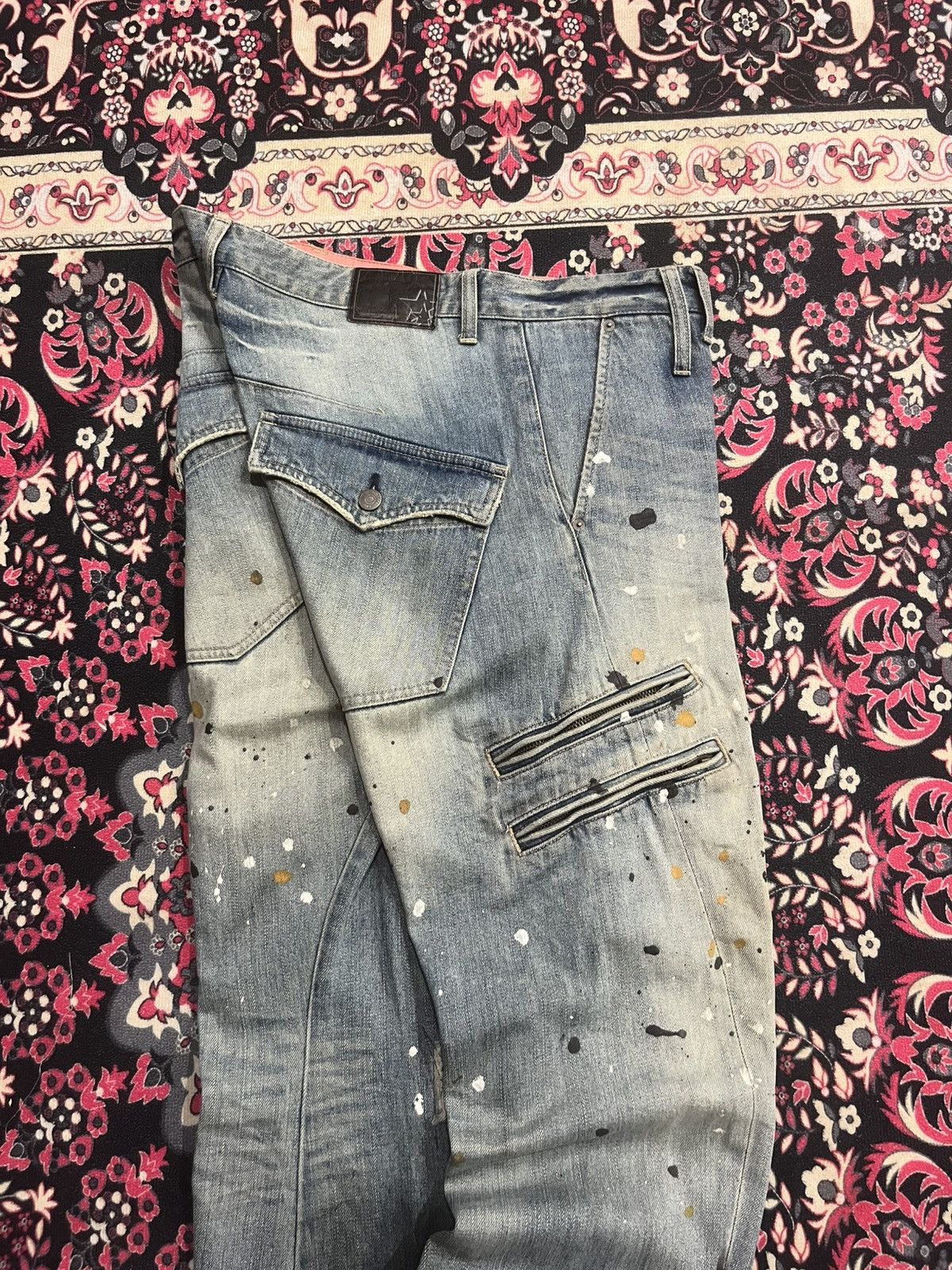 Le Grande Bleu (L.G.B.) Rattle Trap Paint Splattered Multizipper Distressed Jeans Size US 34 / EU 50 - 4 Thumbnail