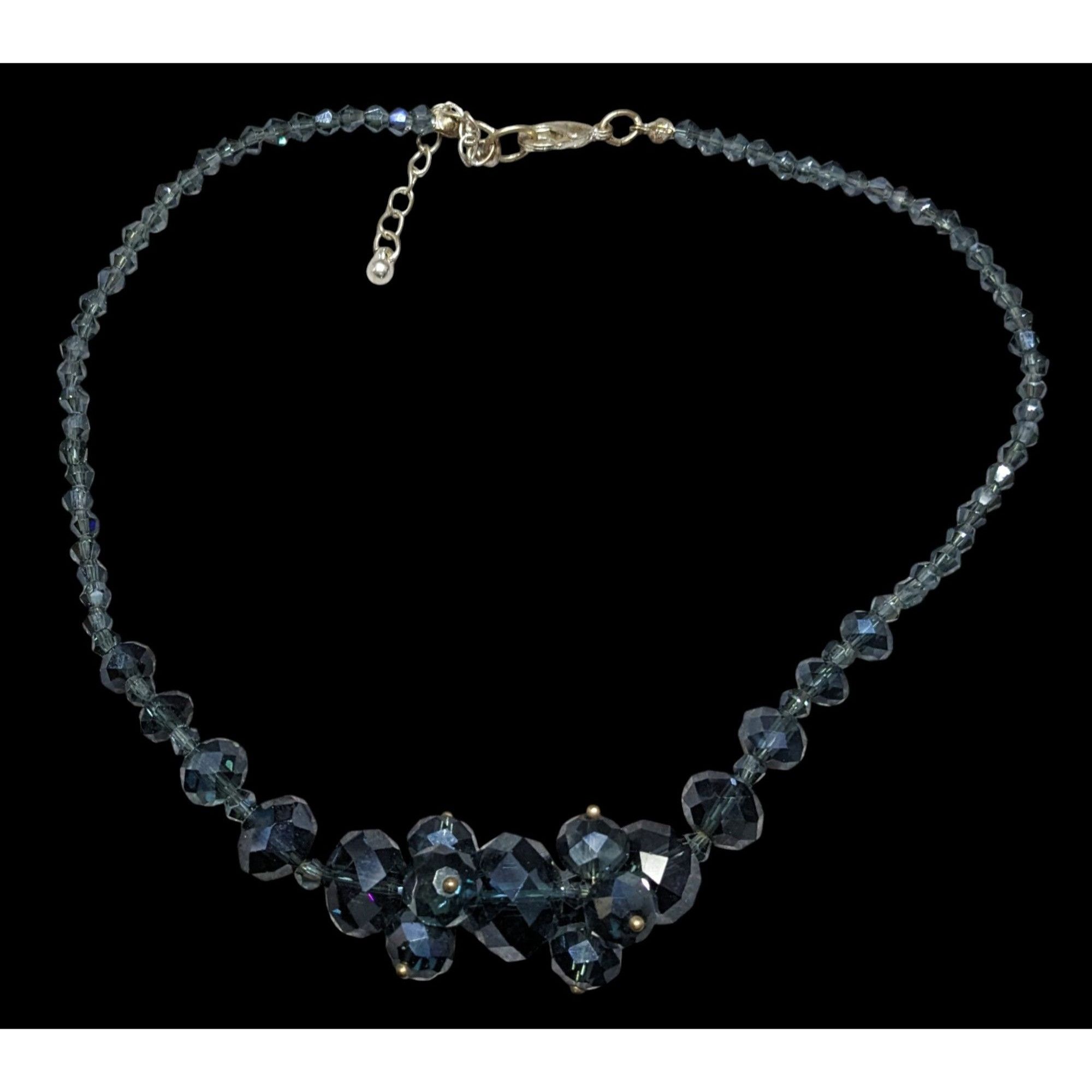 Handmade Elegant Midnight Blue Crystal Cluster Necklace Handcrafted F Size ONE SIZE - 1 Thumbnail