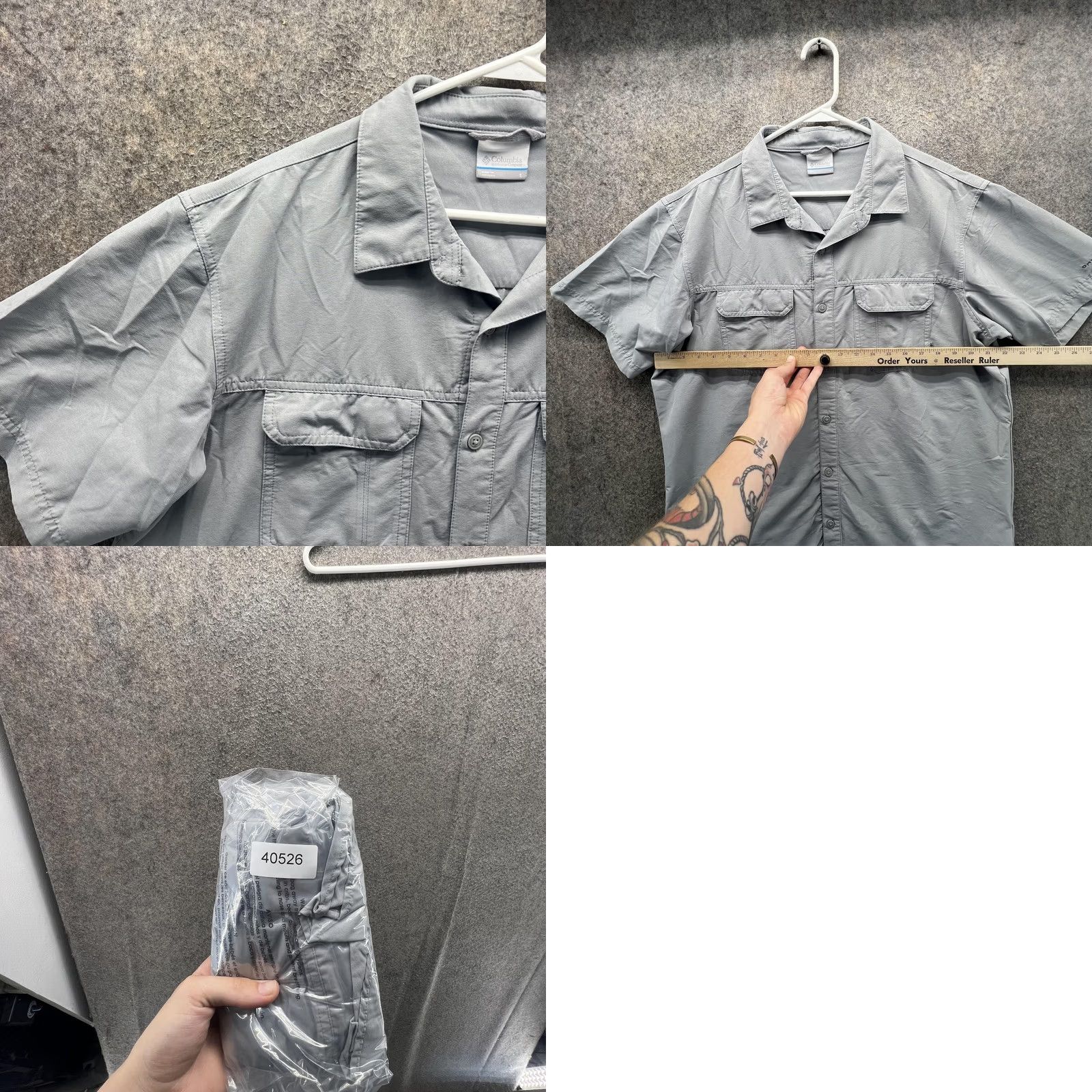 Vintage Columbia Shirt Mens Large Gray Omni-Wick Short Sleeve Button Front Casual Size US L / EU 52-54 / 3 - 8 Thumbnail