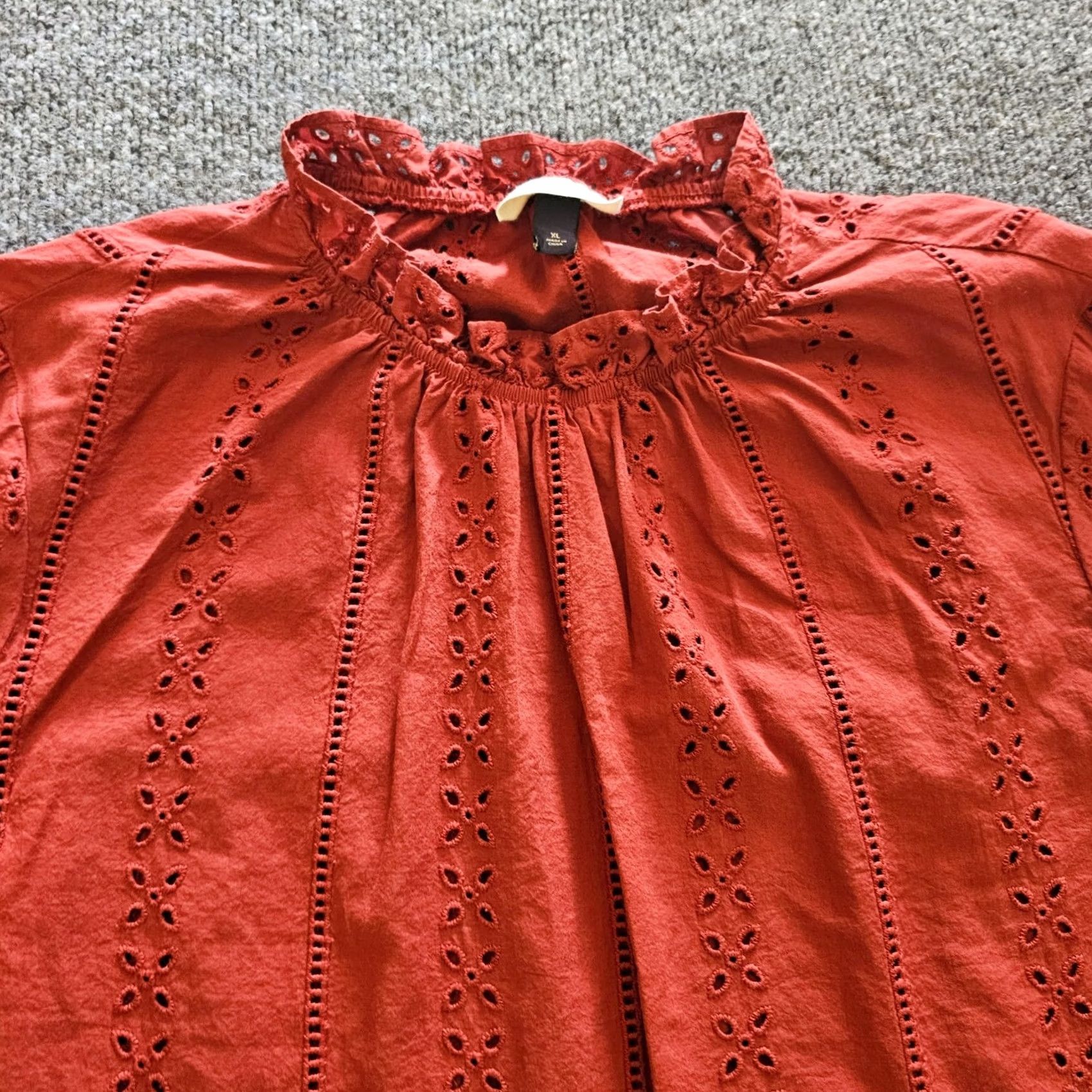 Vintage Universal Thread Top Shirt Womens XL Orange Short Sleeve Ruffle Neck Casual Size XL / US 12-14 / IT 48-50 - 2 Thumbnail