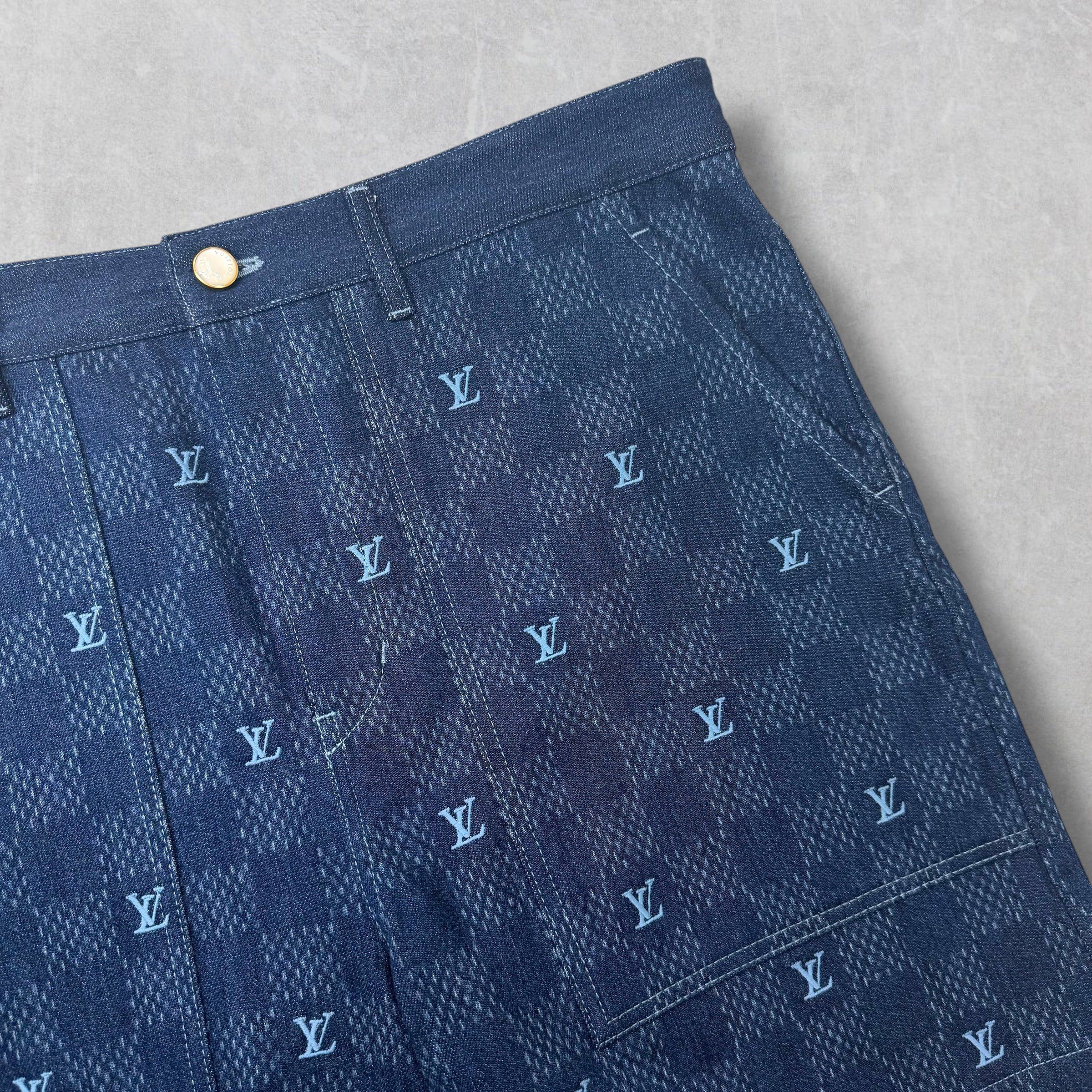 Louis Vuitton Louis Vuitton Embroidered Damier Denim Shorts 36 Size US 36 / EU 52 - 3 Thumbnail