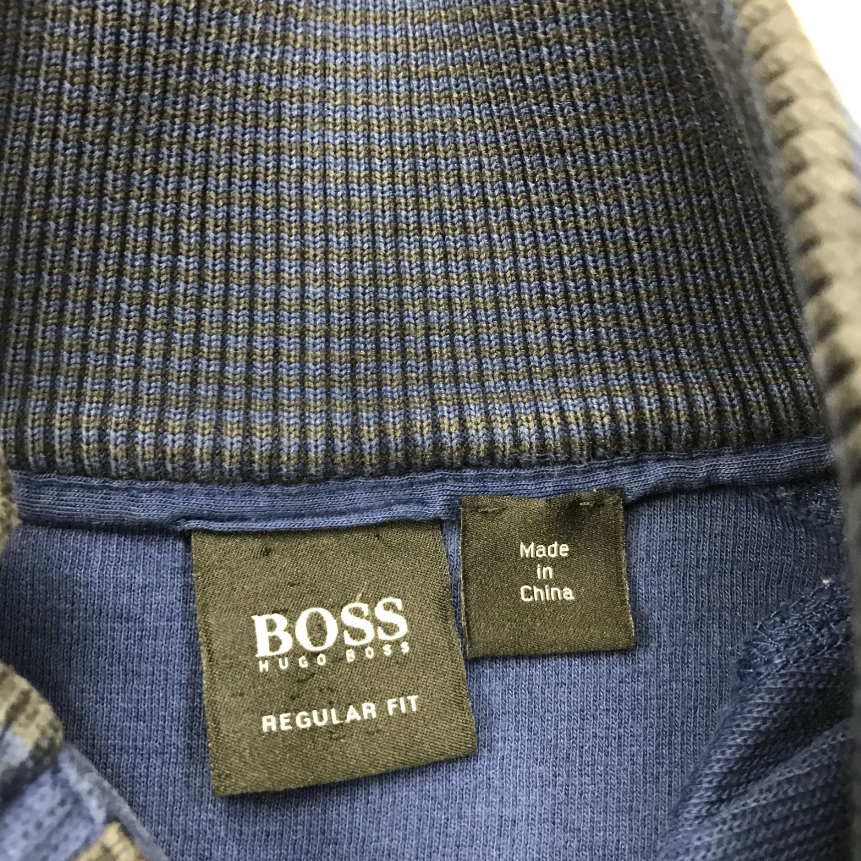 Hugo Boss HUGO BOSS Sweater Mens XL Blue Mock Neck 100% Cotton Logo Pullover Knit Solid Designer Shirt Size US XL / EU 56 / 4 - 4 Thumbnail