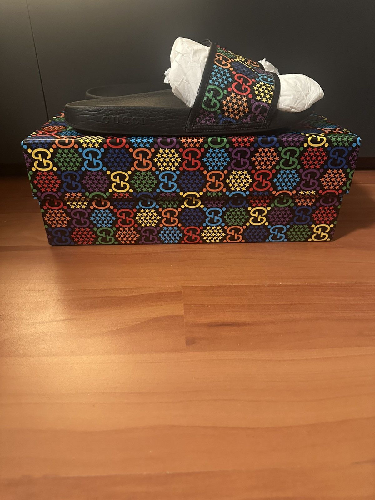 Gucci Gucci Multicolor Psychedelic Monogram Slides Sandals In Box Size US 12 / EU 45 - 4 Thumbnail