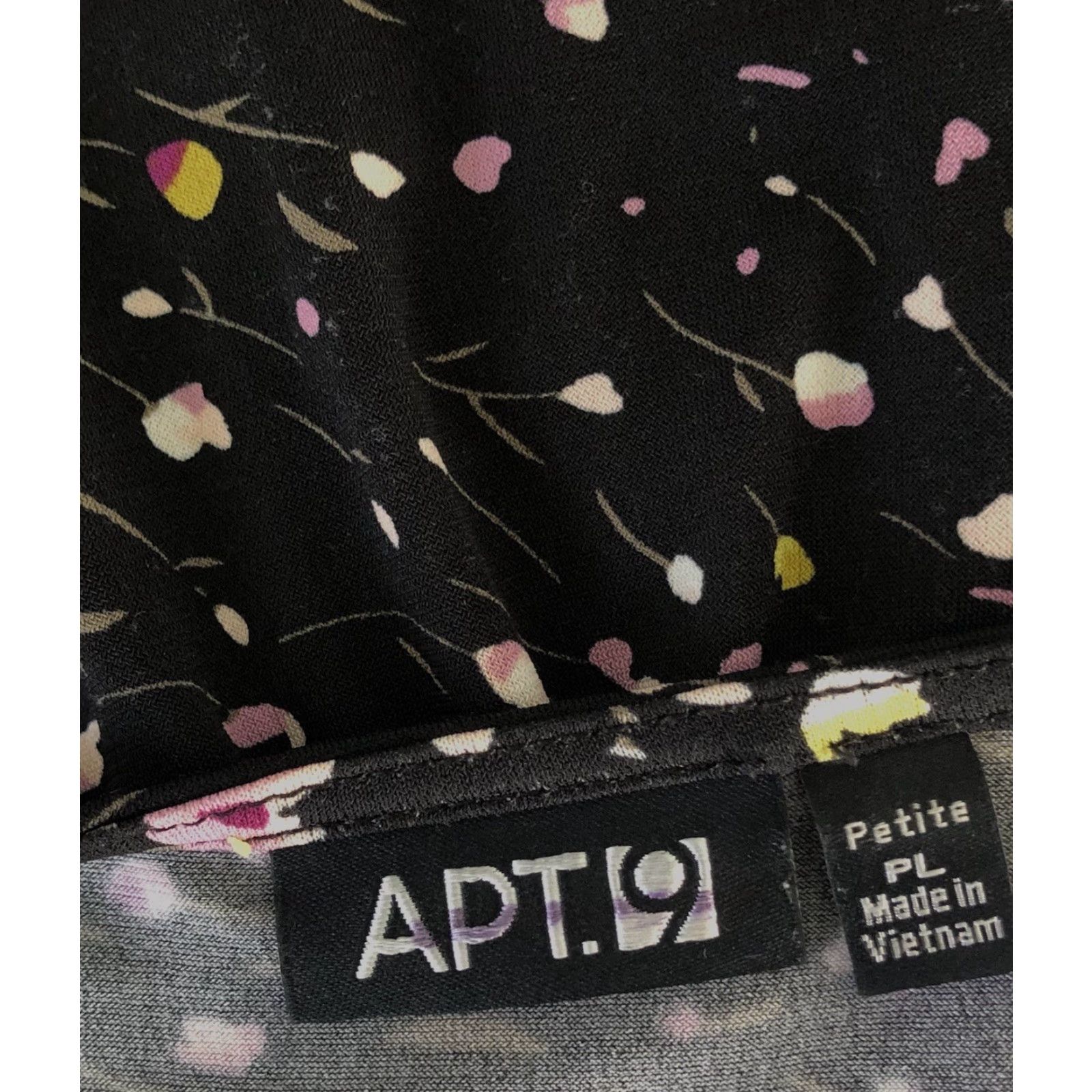 VINTAGE Apt 9 Dress Sleeveless Mock Wrap Floral Knit Block Purple Blk PL  90s Y2K Bohemian