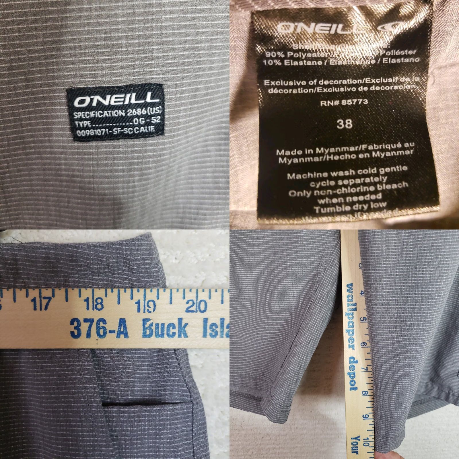 O'Neill O'Neill Mens 38 x 11 Gray Crossover Stretch Hiking Outdoor Beach Shorts Size US 38 / EU 54 - 9 Thumbnail