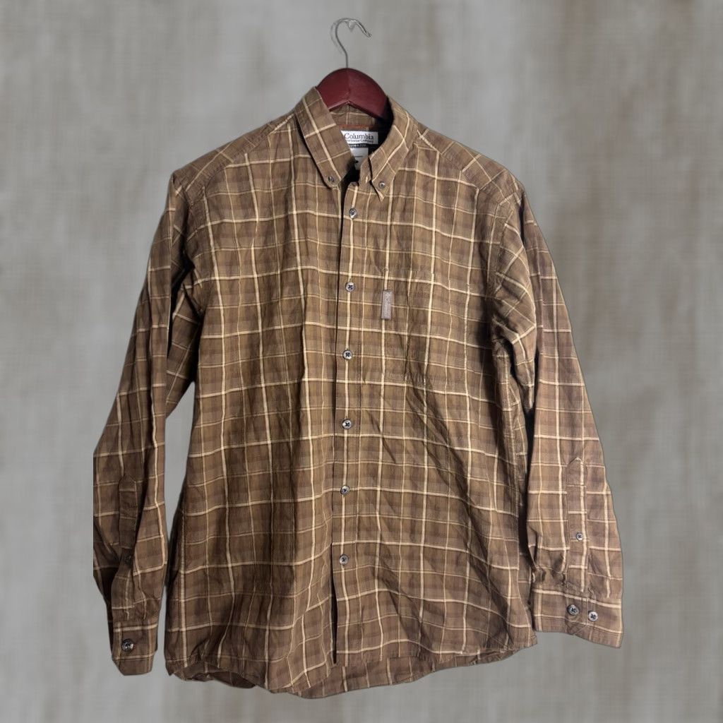 Vintage Columbia Shirt Mens Small Brown Plaid Cotton Button-Down Long Sleeve Size US S / EU 44-46 / 1 - 1 Thumbnail