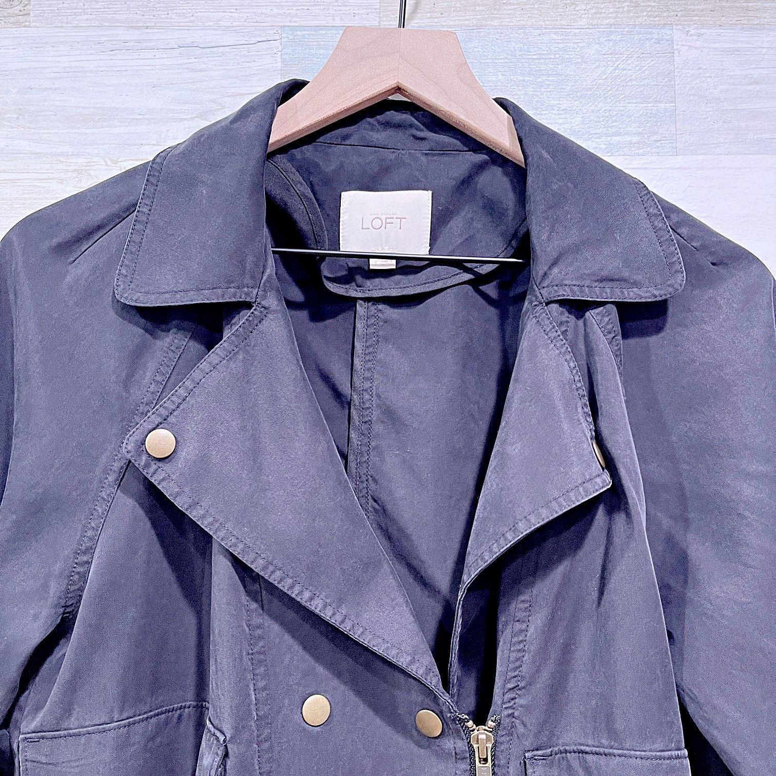 Loft LOFT Double Breasted Moto Utility Jacket Black Womens Small Size S / US 4 / IT 40 - 2 Thumbnail