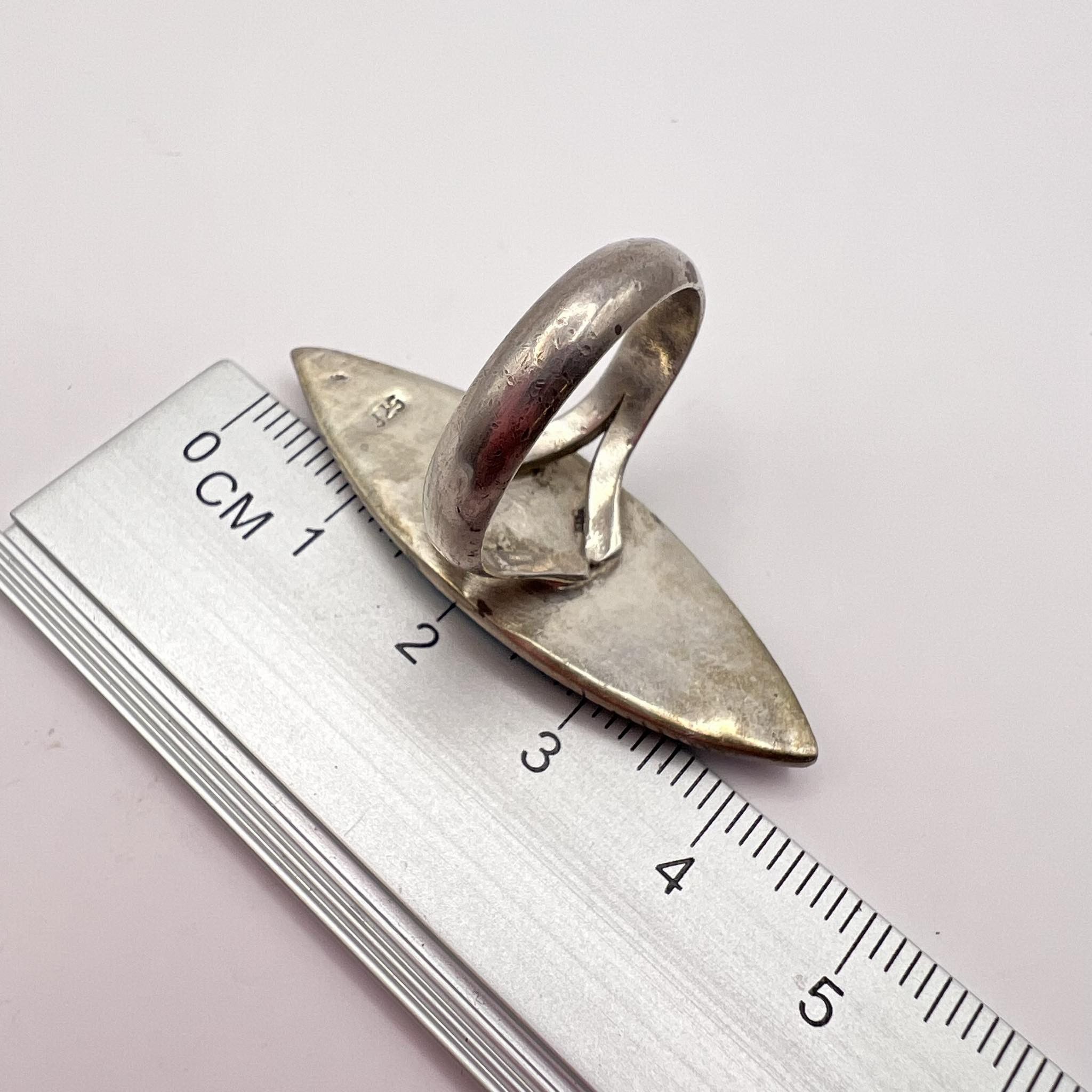Sterling Silver Big Vintage Sterling Silver 925 Ring Turquoise Stone Size 8 Size ONE SIZE - 2 Thumbnail