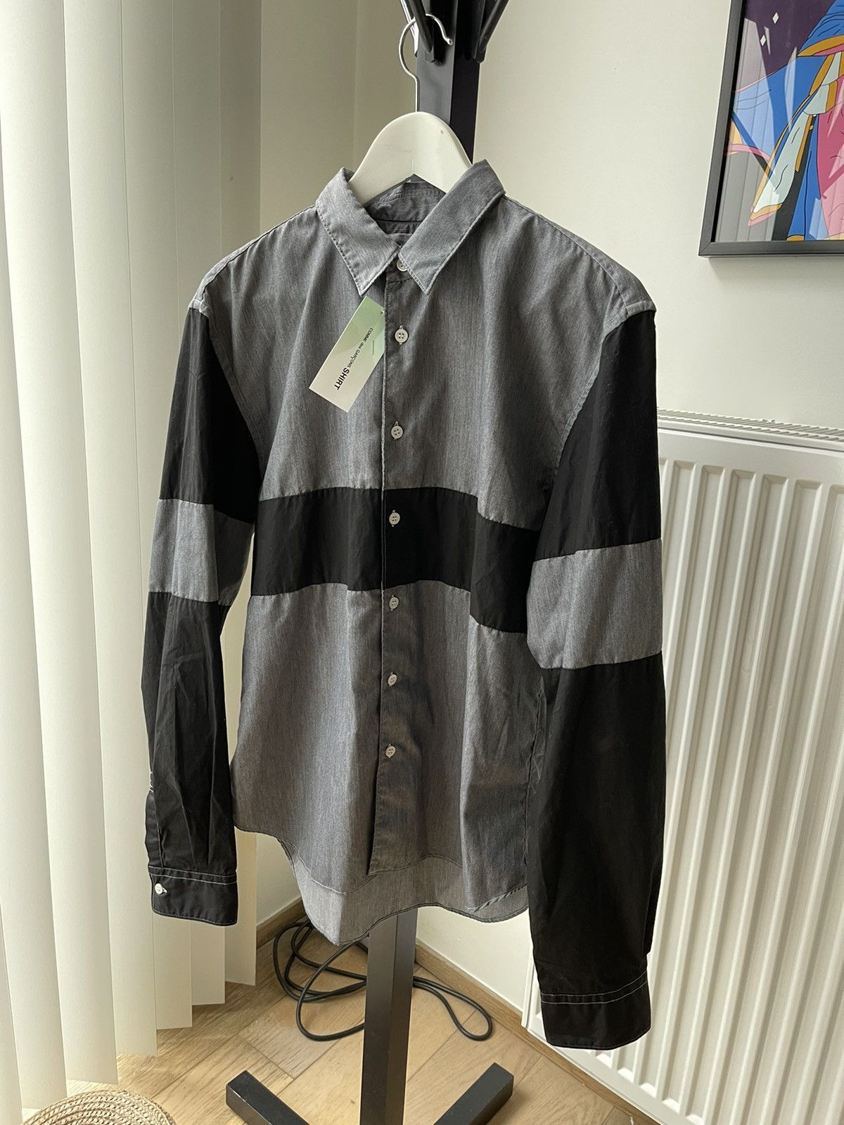 Comme des Garcons × Comme des Garcons SHIRT Comme Des Garcons Shirt AW12 Black Gray Panelled Dyed Shirt Size US L / EU 52-54 / 3 - 1 Thumbnail
