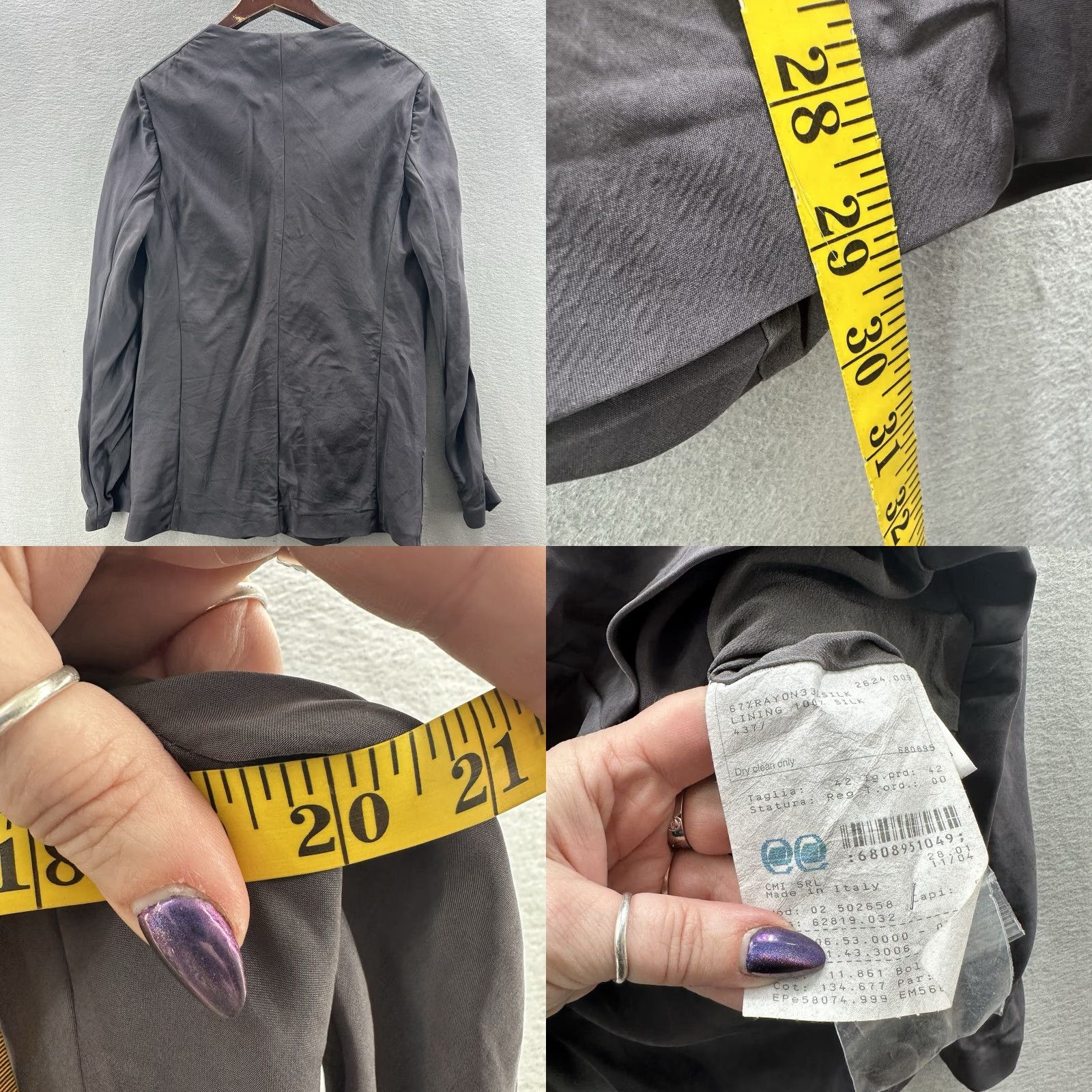 Calvin Klein VINTAGE Calvin Klein Collection Blazer Women 6 Silk Collarless Minimalist Size M / US 6-8 / IT 42-44 - 9 Thumbnail