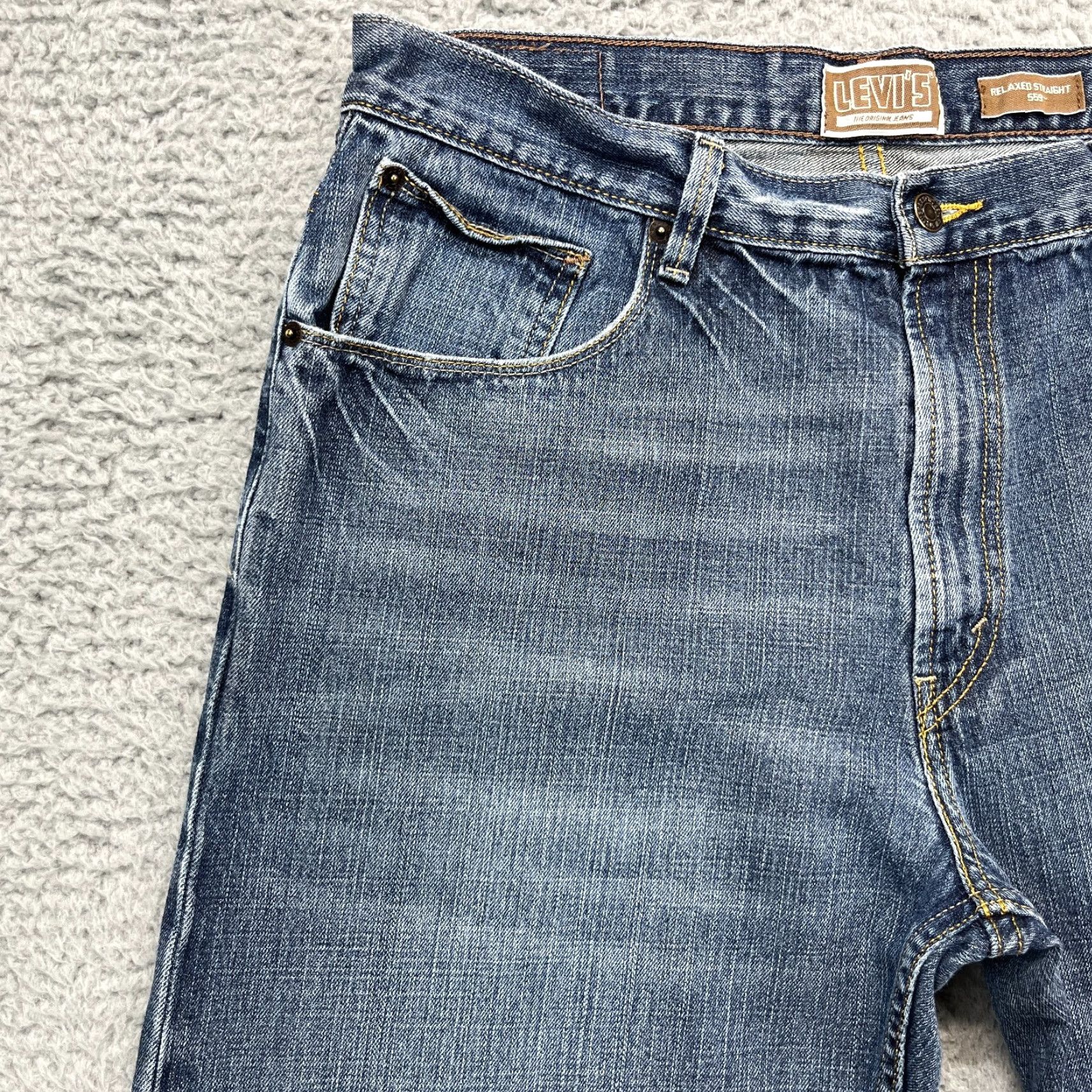 Levi's Levi's 559 Jeans Mens 36x31 Relaxed Straight Denim Blue 5-Pocket Button Zip Cotton Logo Distressed Size US 36 / EU 52 - 3 Thumbnail