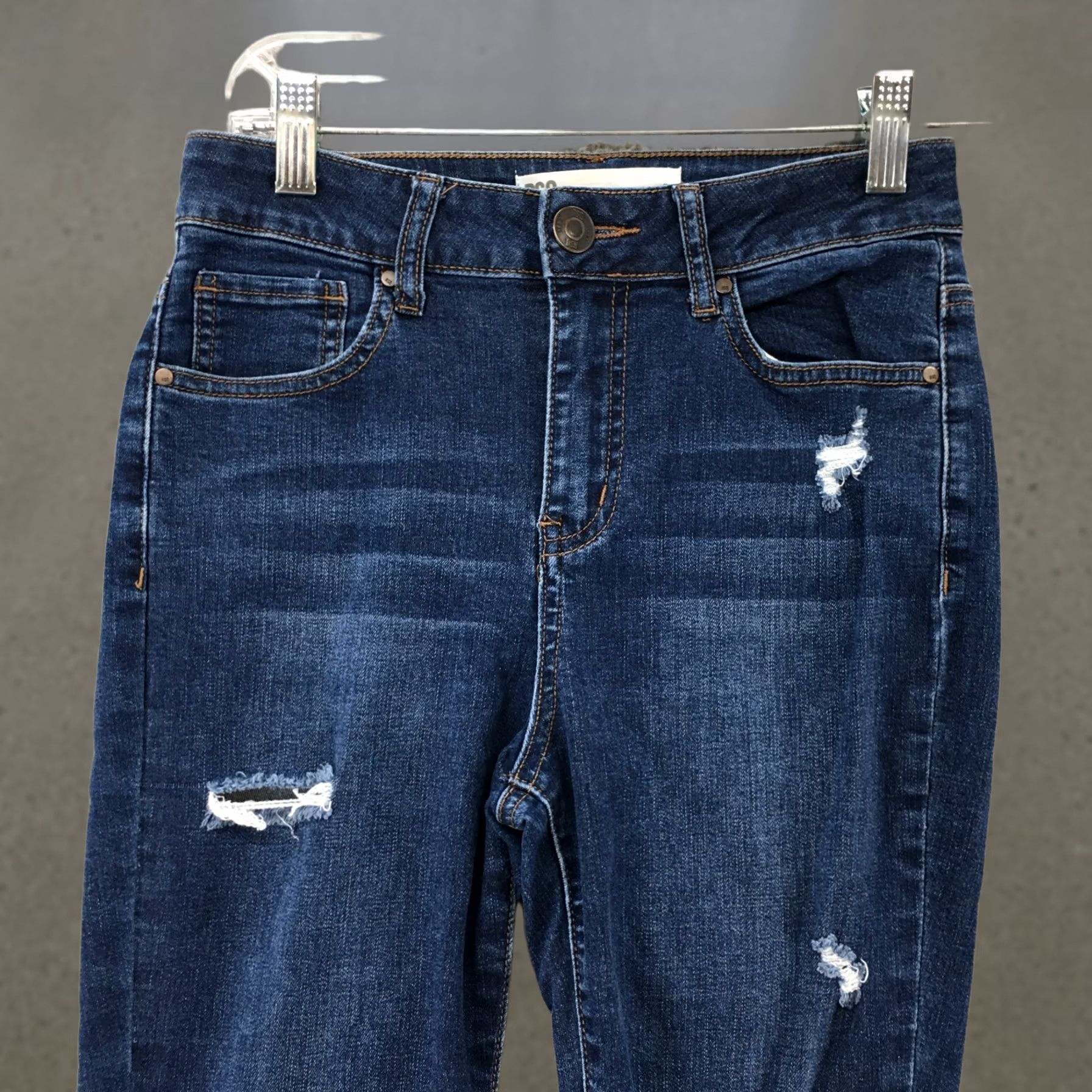 Rsq RSQ Jeans Manhattan High Rise Skinny Jeans Womens 3 Blue Dark Wash Denim Distressed Size 26" / US 2 / IT 38 - 1 Thumbnail