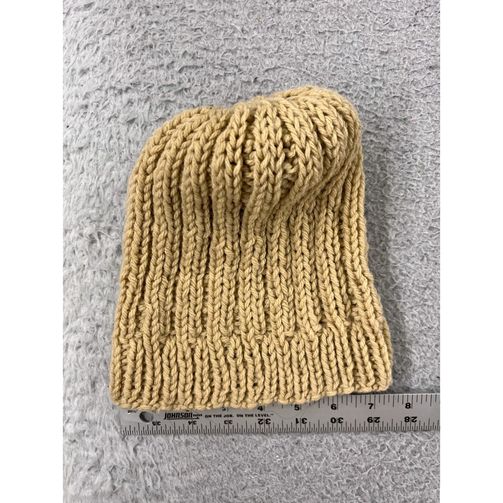 Vintage Beanie Toque Womens One Size Beig Twisted Cable Knit Acrylic Winter Ski Pom Size ONE SIZE - 4 Thumbnail