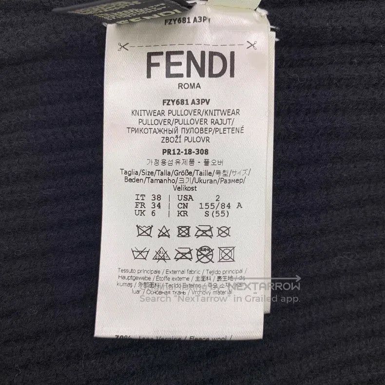 Fendi Fendi Black mink fur cuff wool round neck mid-sleeve knitt Size XS / US 0-2 / IT 36-38 - 8 Thumbnail
