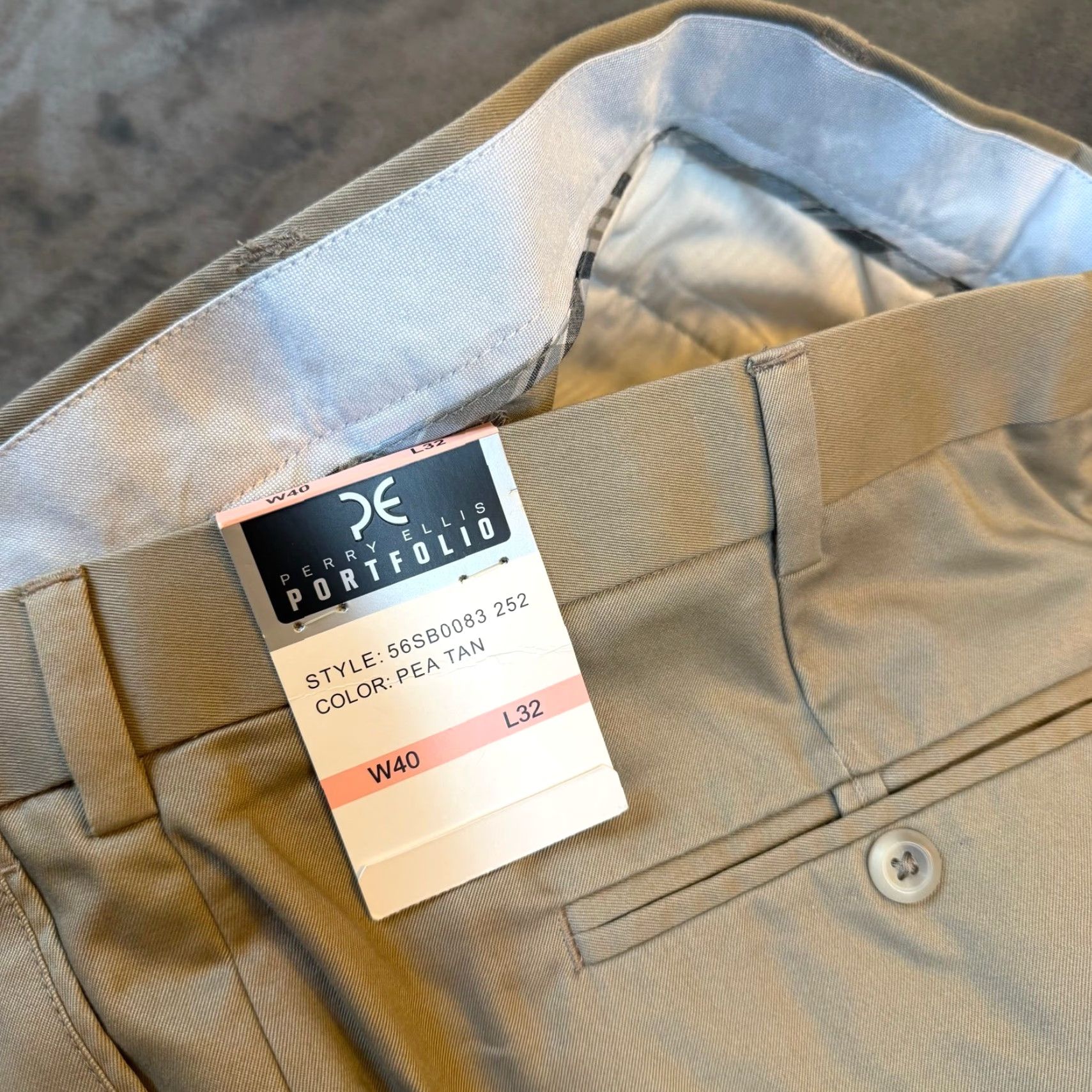 Perry Ellis Perry Ellis Portfolio Dress Pants Pleated Pea Tan 40x32 Mens NEW Size US 40 / EU 56 - 3 Thumbnail