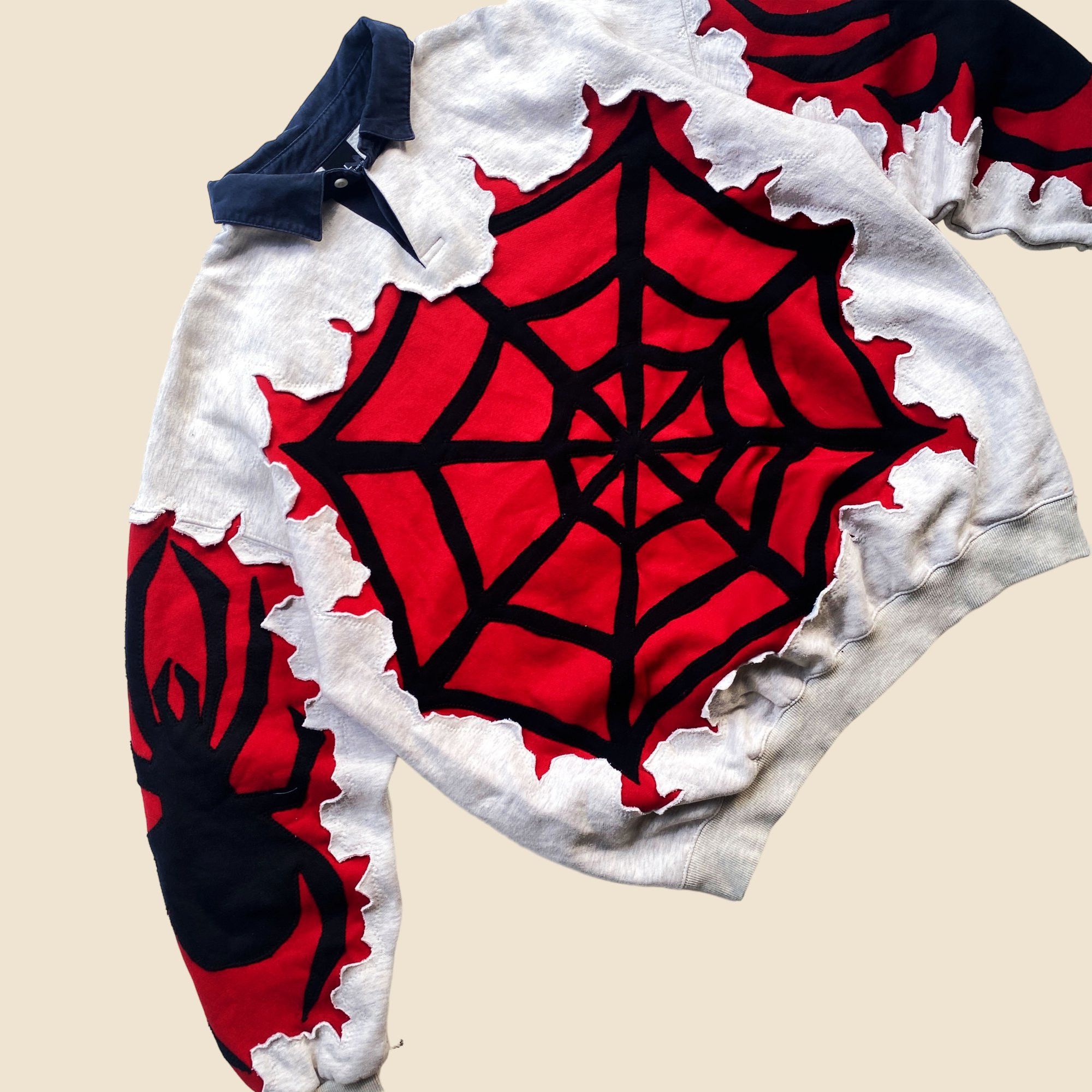 Handmade × Japanese Brand 1 OF 1 REWORKED SPIDERWEB CRACKED SWEATSHIRT SIZE L Size US L / EU 52-54 / 3 - 3 Thumbnail