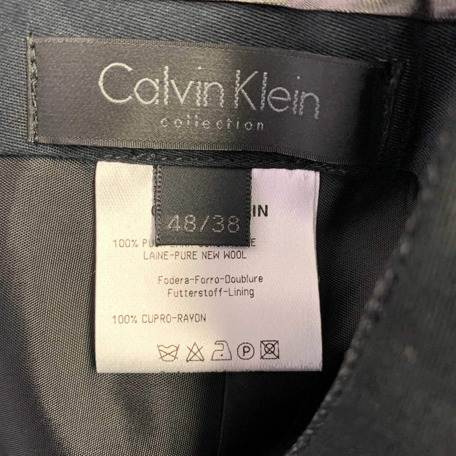 Calvin Klein Size 32 Charcoal Grid Wool Flat Front Dress Pants Size US 32 / EU 48 - 5 Thumbnail