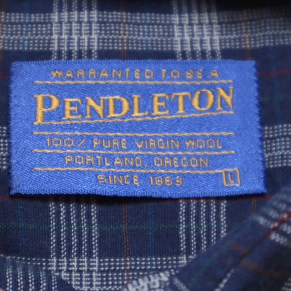 Pendleton VINTAGE Pendleton Sir Pendleton Wool Plaid Long Sleeve Button Up Shirt Navy Blue Mens L Size US L / EU 52-54 / 3 - 5 Thumbnail