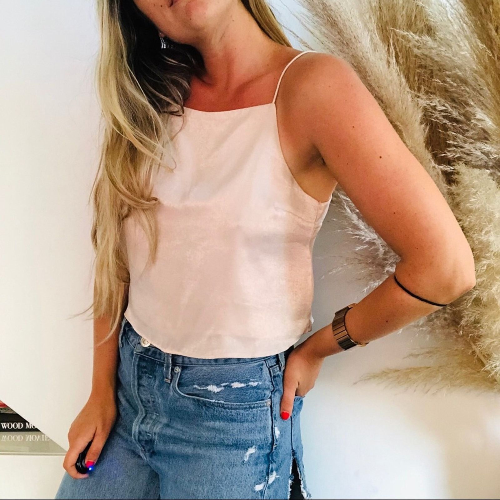 Forever 21 NEW FOREVER 21 90s Blush Light Pink Crop Tank Top Shirt Size M / US 6-8 / IT 42-44 - 2 Thumbnail