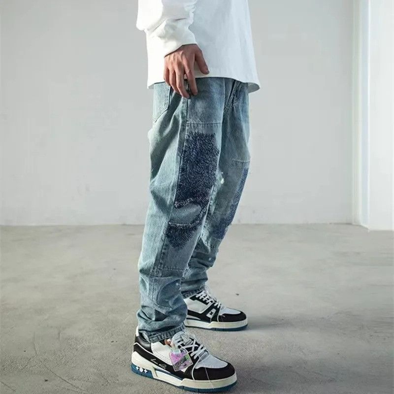 Vintage Patch Embroidery Ripped Stacked Jeans Size US 32 / EU 48 - 4 Thumbnail