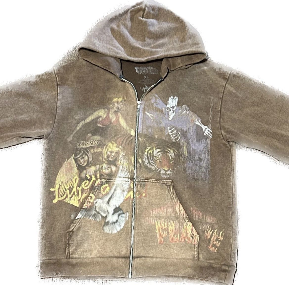 Image of Travis Scott Circus Maximus Tour Zip-Up in Brown, Men's (Size XL)