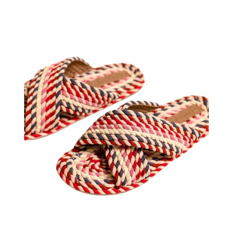 Anthropologie Salt + Umber Size 6 Saraya Pink/Red Fabric Rope Sandal Size US 6 / IT 36 - 1 Thumbnail
