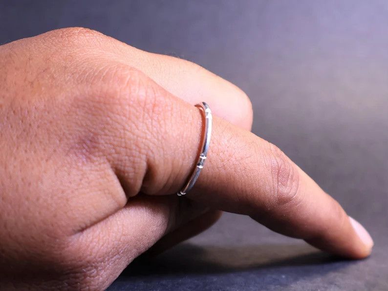 Handmade Silver Band Ring, 925 Silver Promise Ring, Handmade Jewelry, Size ONE SIZE - 1 Thumbnail