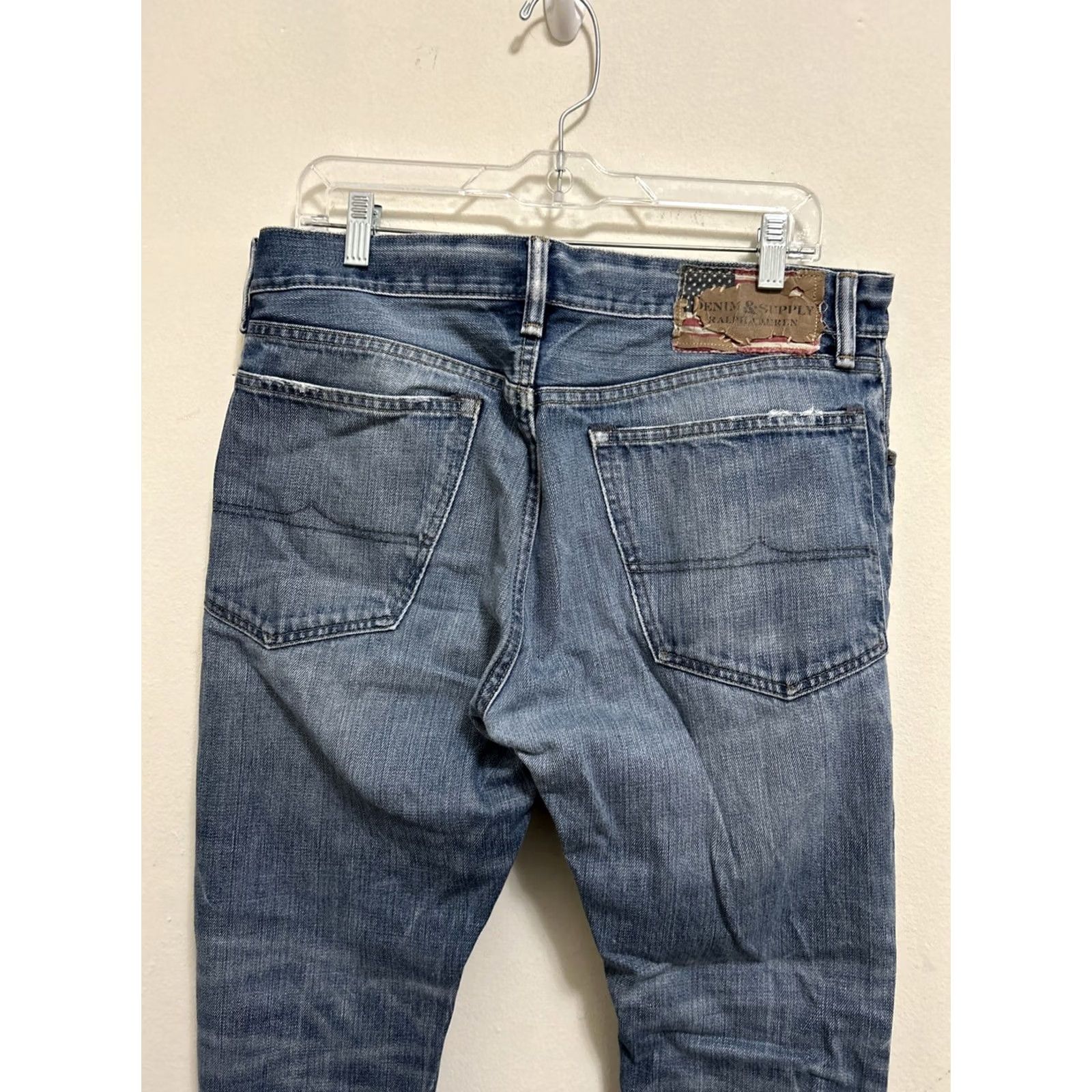 Vintage Denim & Supply Ralph Lauren Jeans Boots Bootcut Mens 34x30 Blue Distressed 5-Pocket Zipper Logo Vintage Size US 34 / EU 50 - 6 Thumbnail