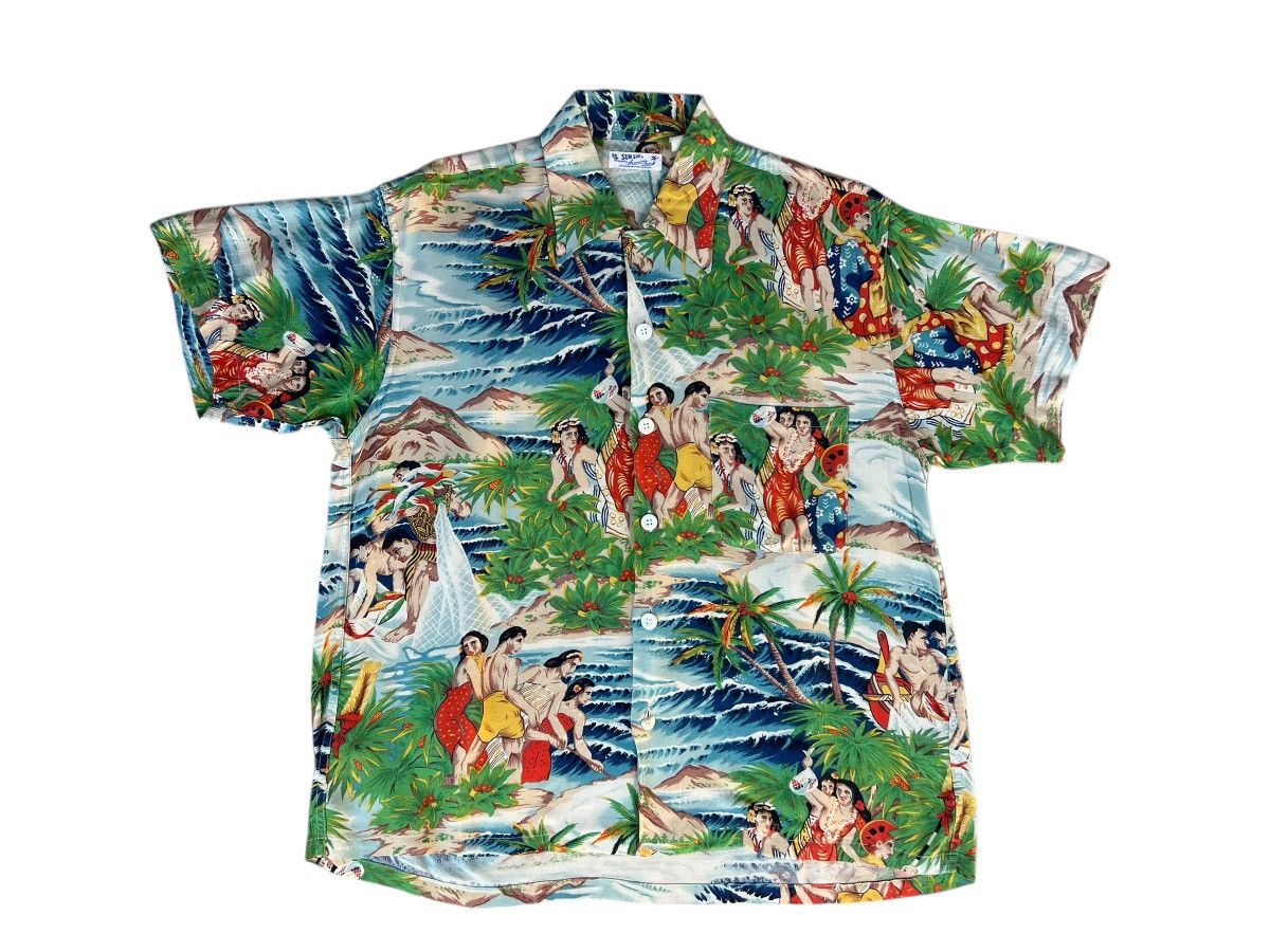 Sun Surf VTG Sun Surf Hula Girls Fisherman Crepe Rayon Hawaiian Shirt Size US M / EU 48-50 / 2 - 1 Thumbnail